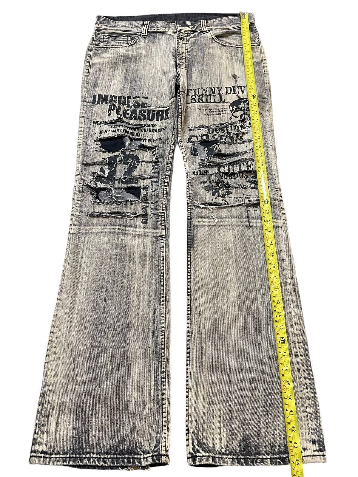 If Six Was Nine Vintage Japanese Brand Punk Skull Distressed Wide Leg Jeans Size US 34 / EU 50 - 12 Thumbnail