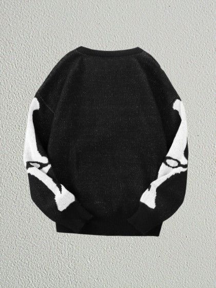 Other Vintage Bone Skeleton Sweater Jacquard Knitted Sweatshirt Size US L / EU 52-54 / 3 - 2 Thumbnail