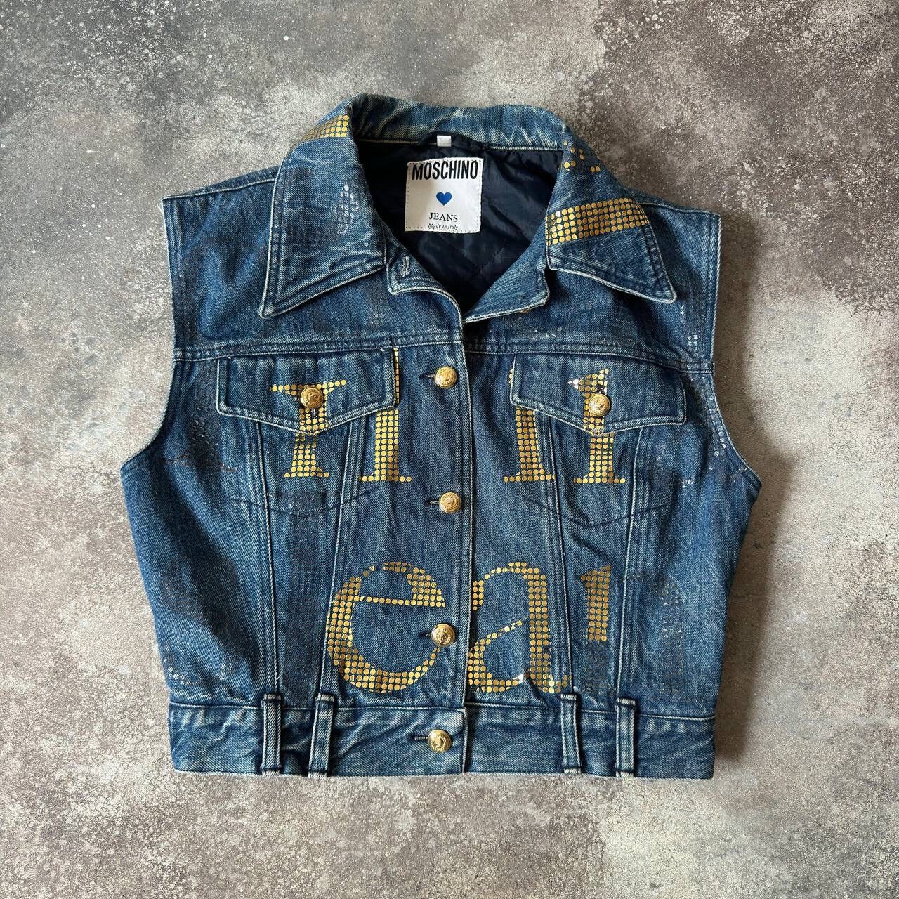 Moschino Moschino Vintage Rhinestones Details Denim Vest Jacket Size M / US 6-8 / IT 42-44 - 1 Thumbnail