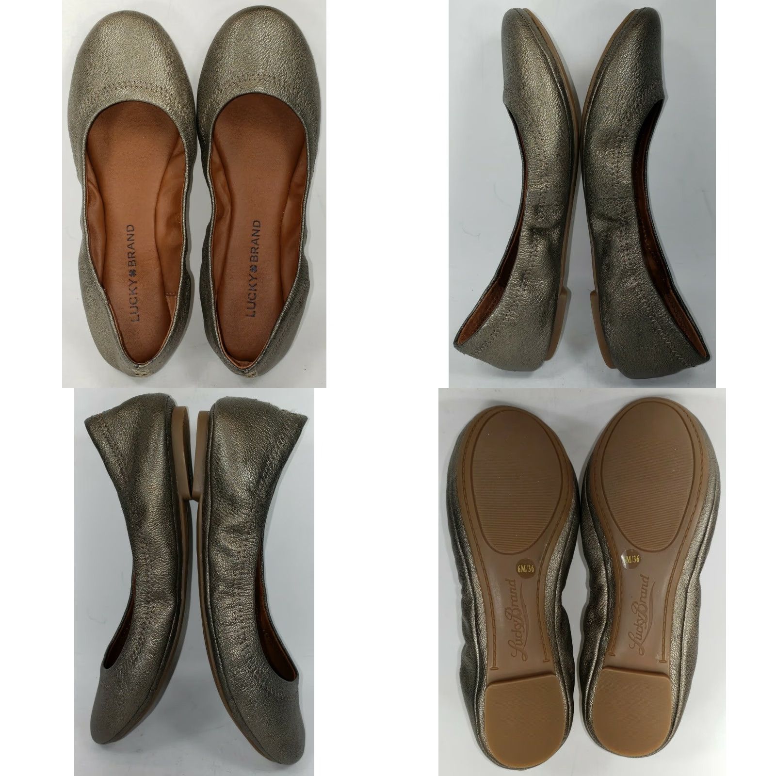 Lucky Brand Lucky Brand Ballet Flats Women's US 6 M Pewter Metallic Slip-on Flat Shoes Size US 6 / IT 36 - 8 Thumbnail