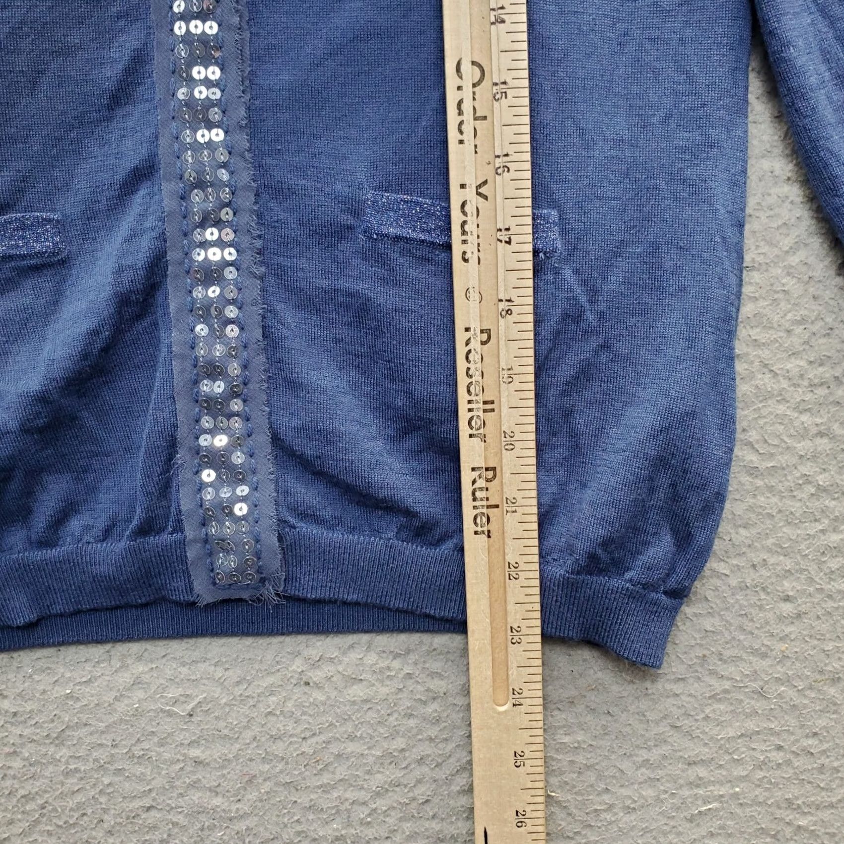 Boden Boden Cardigan Sweater Women's Size 6 Blue Sequin Ribbed Hem & Cuff Front Button Front Size M / US 6-8 / IT 42-44 - 5 Thumbnail