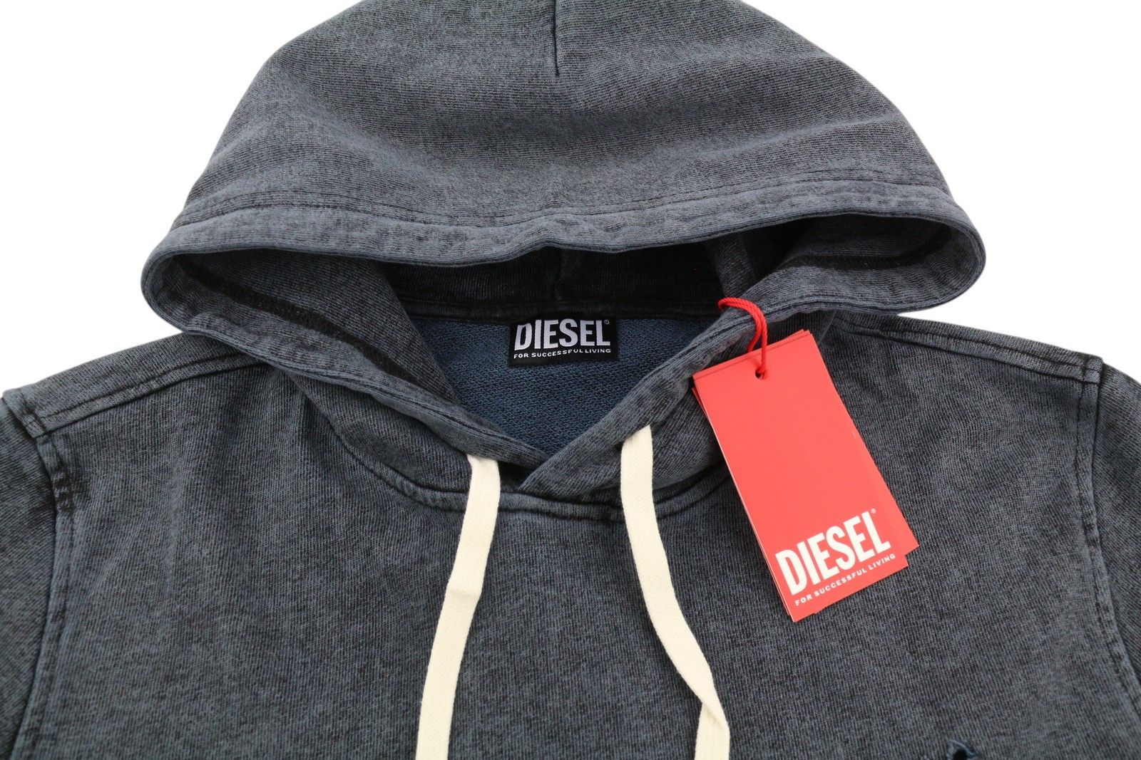 Diesel S-GINN-HOOD-E1 M Grey Distress Logo Hoodie 41053 Size US M / EU 48-50 / 2 - 4 Thumbnail