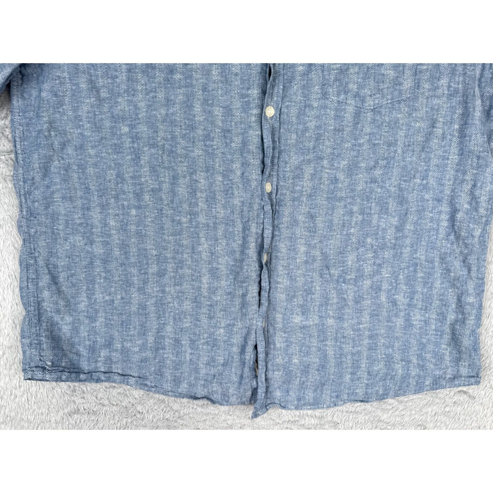 Weatherproof VINTAGE Weatherproof Shirt Weatherproof Vintage Shirt Adult 2XL Blue Stripe Button Up Linen Hawaiian Size US XXL / EU 58 / 5 - 5 Thumbnail
