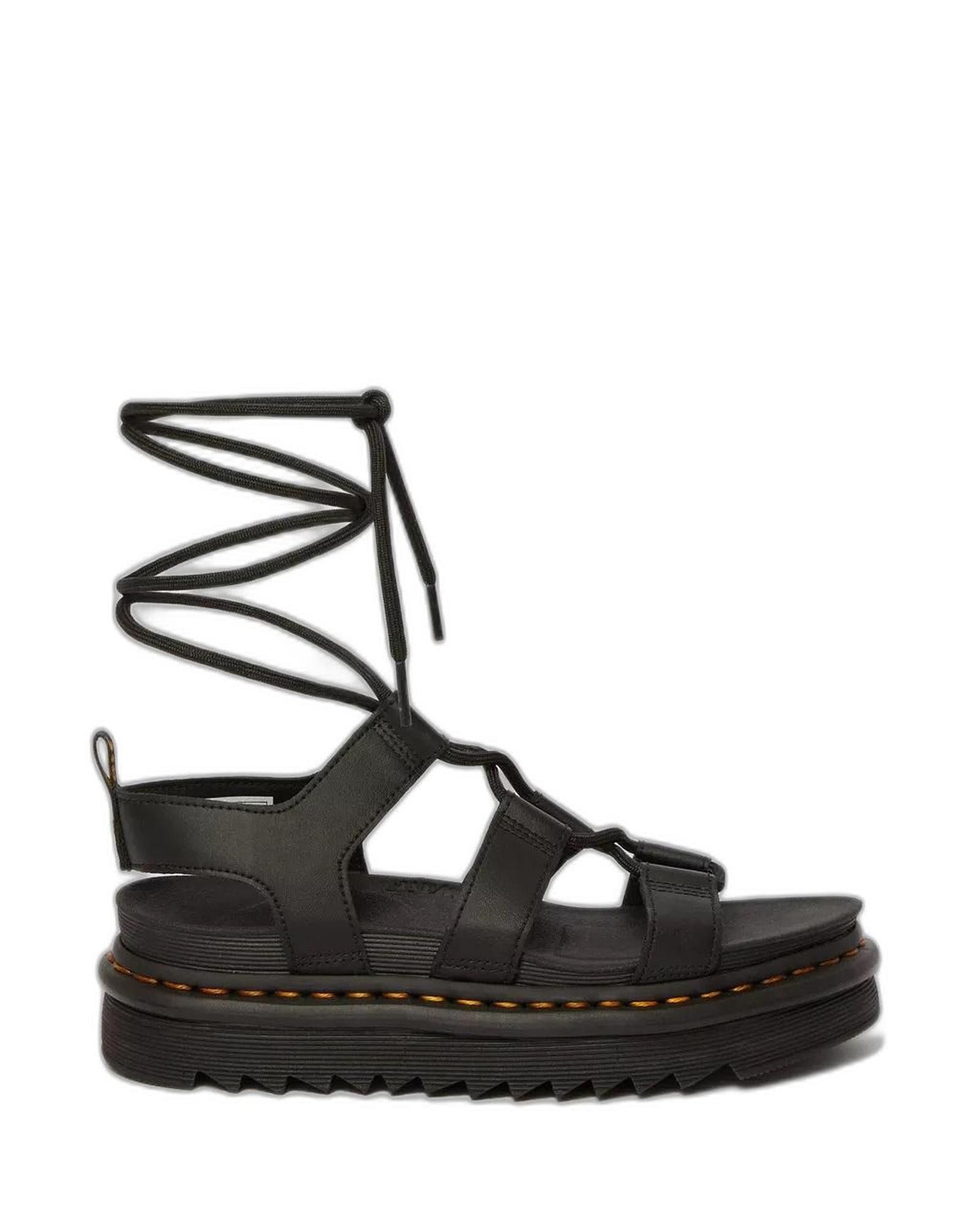 image of Dr Martens Leather Lace-Up Sandals in Black, Women's (Size 8)