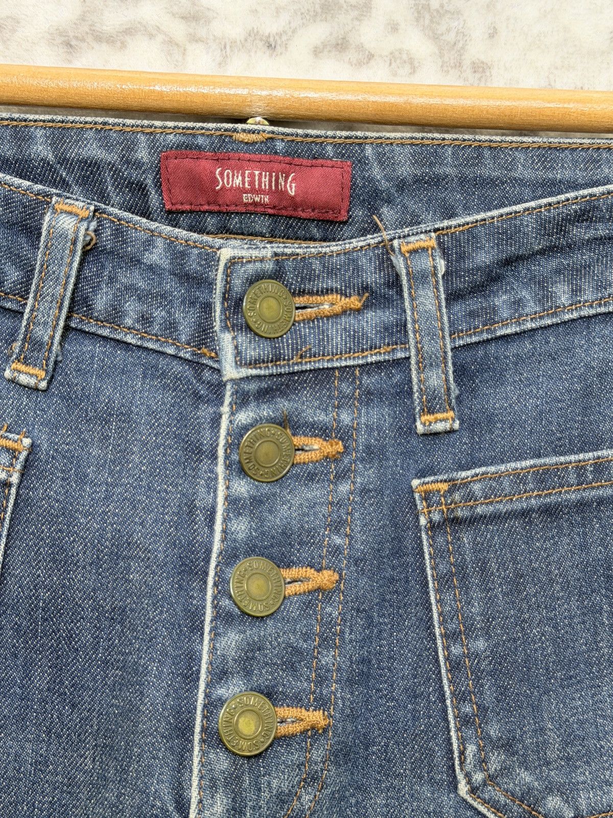 Edwin Vintage Something Flared Bush Pants Y2K Bell Bottom Denim Size 26" / US 2 / IT 38 - 8 Thumbnail