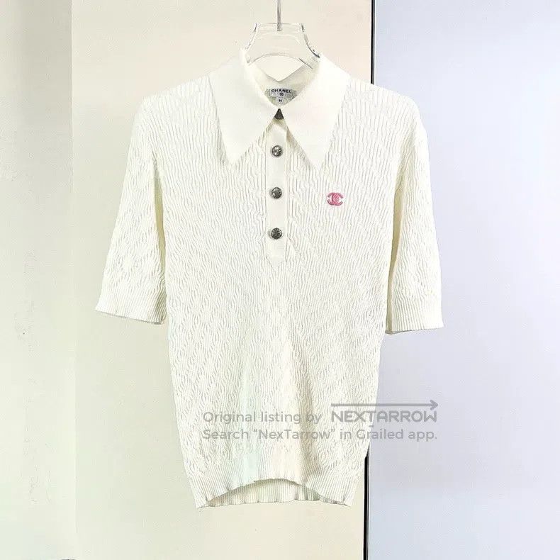 Chanel Chanel White knitted Polo short sleeves Size XS / US 0-2 / IT 36-38 - 1 Thumbnail