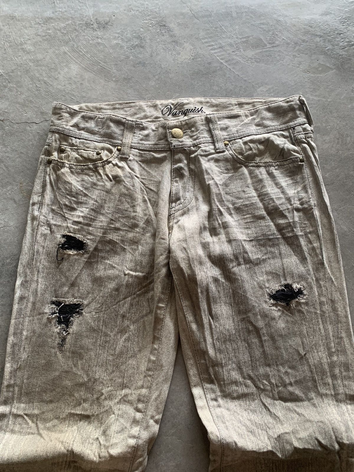If Six Was Nine × Le Grande Bleu (L.G.B.) × Vanquish VANQUISH GOLD coal wash distressed jeans Size US 34 / EU 50 - 15 Thumbnail