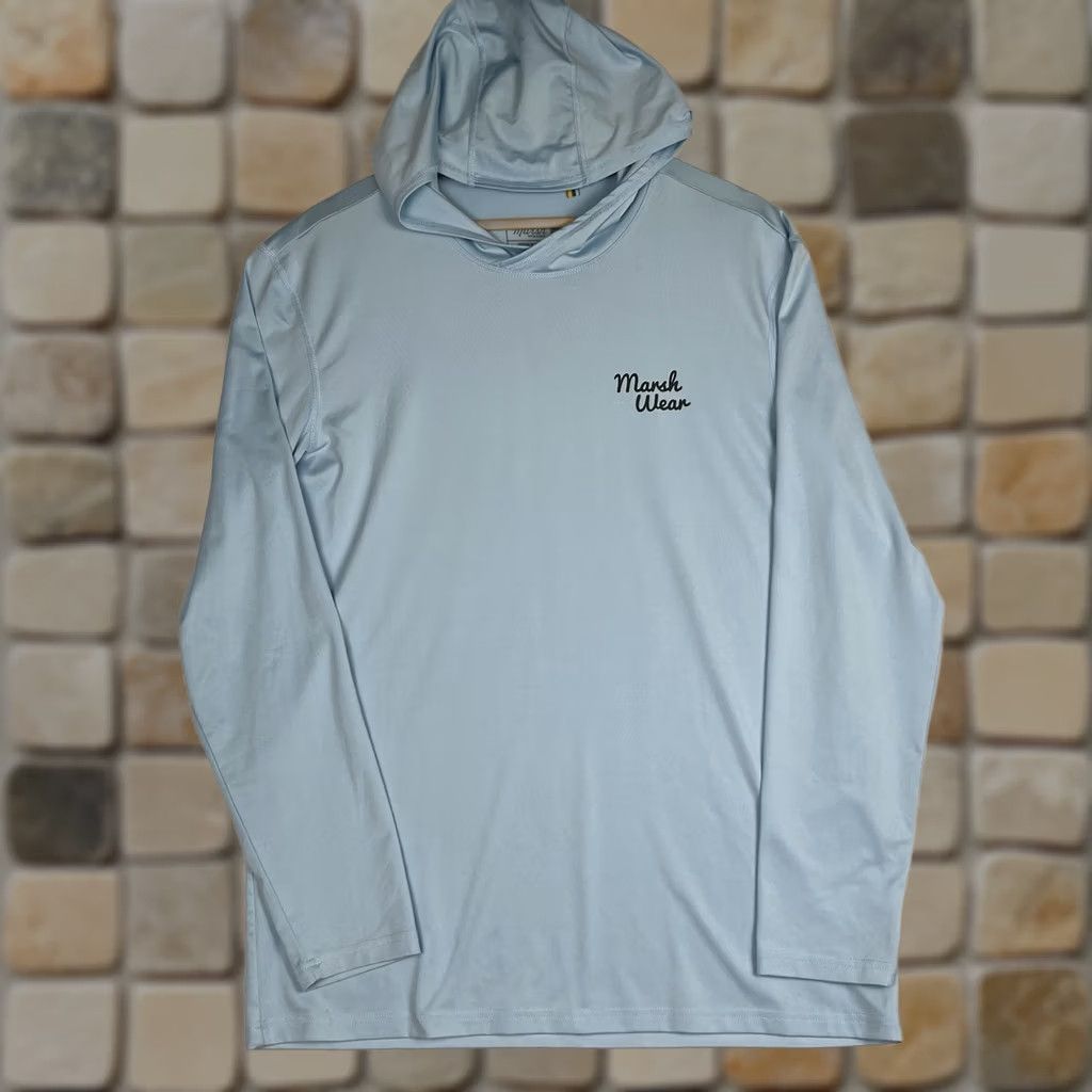 Vintage Marsh Wear Tropics Tech Hoodie Mens Large Blue Performance Fish Stretch UPF40 Size US L / EU 52-54 / 3 - 1 Thumbnail