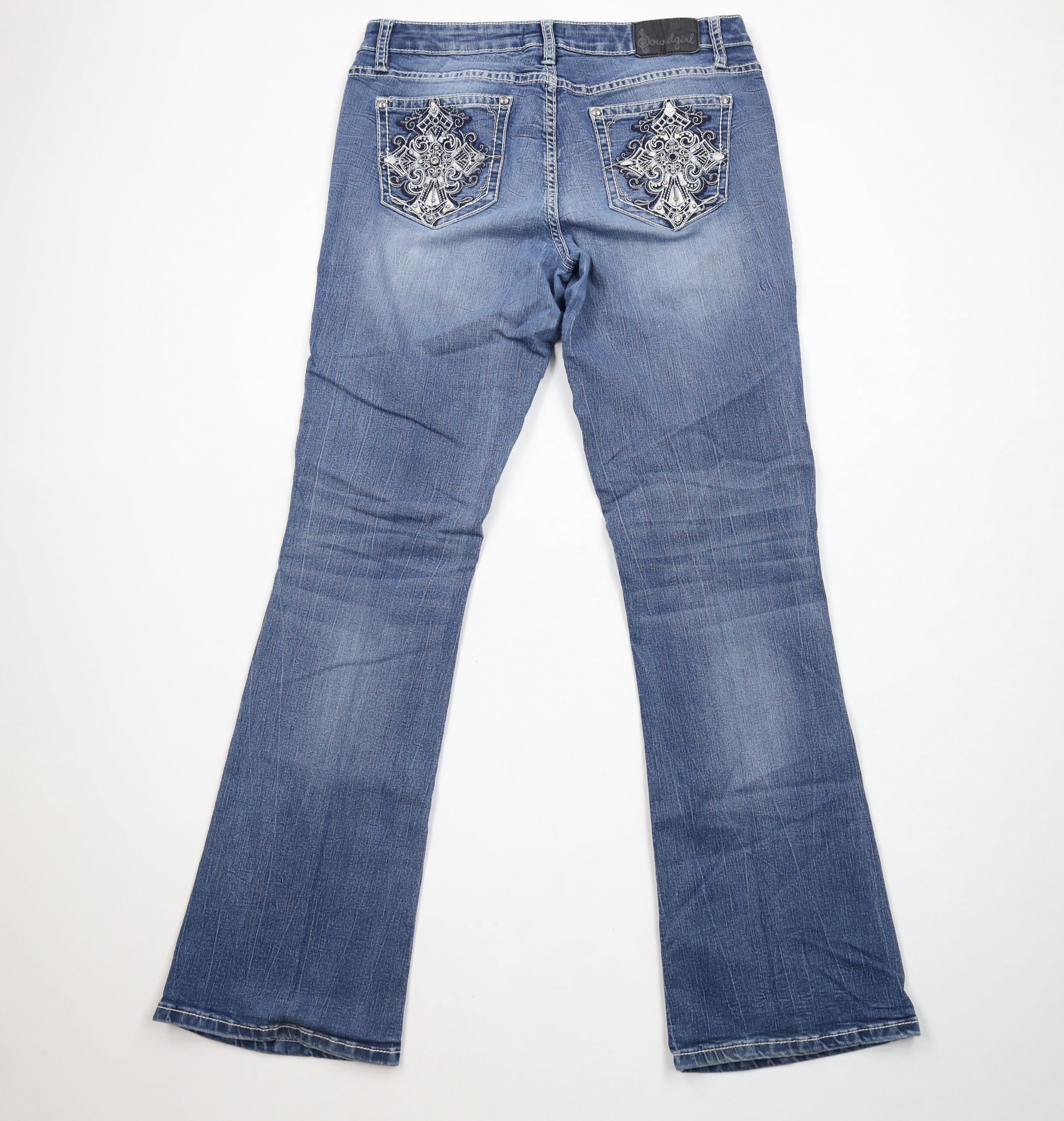 Vintage Vintage Y2K Babydoll Cross Thich Stitch Flared Denim Jeans Size 32" / US 10 / IT 46 - 9 Thumbnail