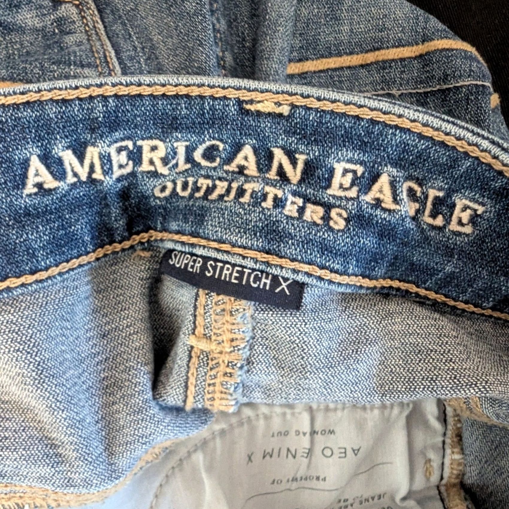 American Eagle Outfitters American Eagle Hi Rise Jeggings Womens 8 Short Distressed Denim Skinny Jeans Blue Slim Stretch 5-Pocket Lifted Rise Jeans Mens Womens Girls Size 30" / US 8 / IT 44 - 4 Thumbnail