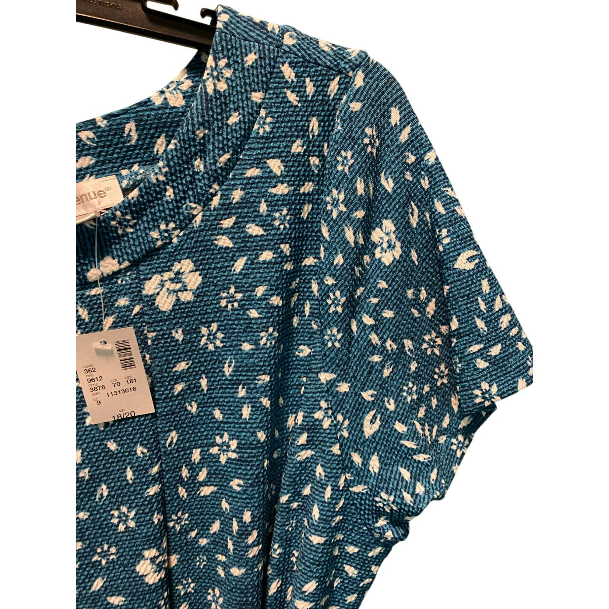 Avenue Avenue Womens Floral Textured Dress Blue White Size 18/20 Sh Size XXL / US 16-18 / IT 52-54 - 6 Thumbnail
