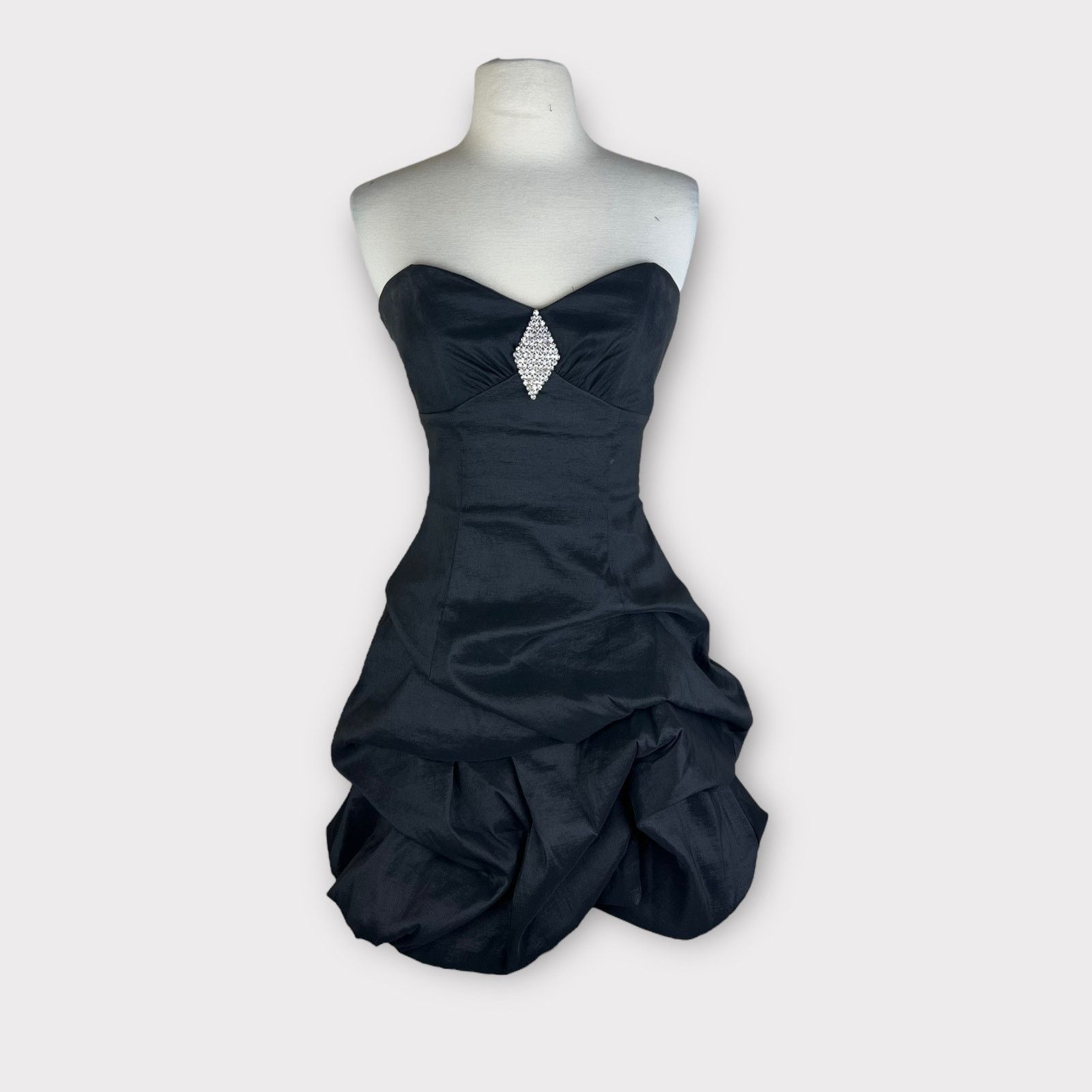 Vintage Jessica McClintock | Y2K Strapless Rhinestone Bubble Dress Size XS / US 0-2 / IT 36-38 - 6 Thumbnail
