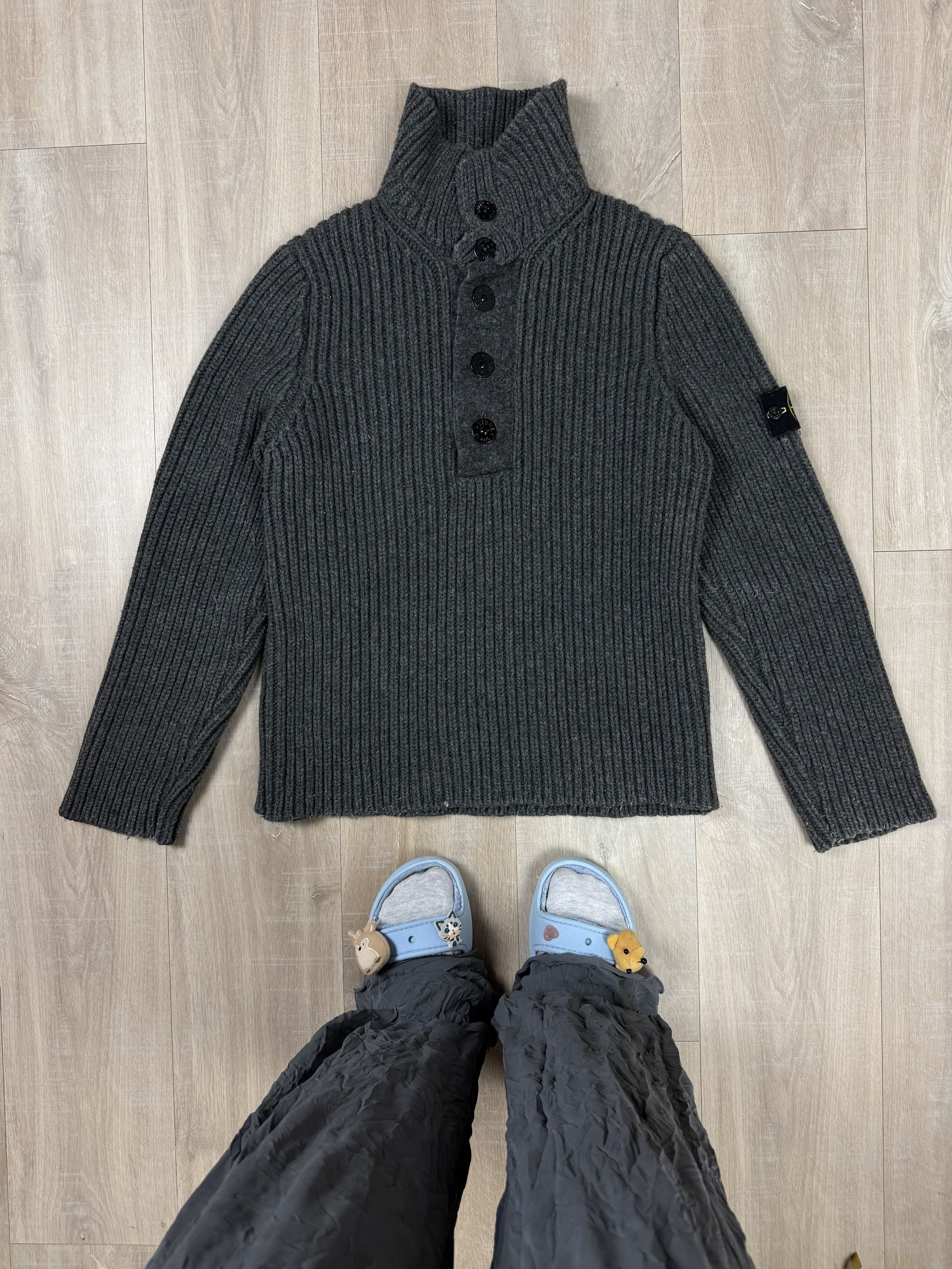 Vintage Stone Island 2007 AW Wool Sweater Gray Size L