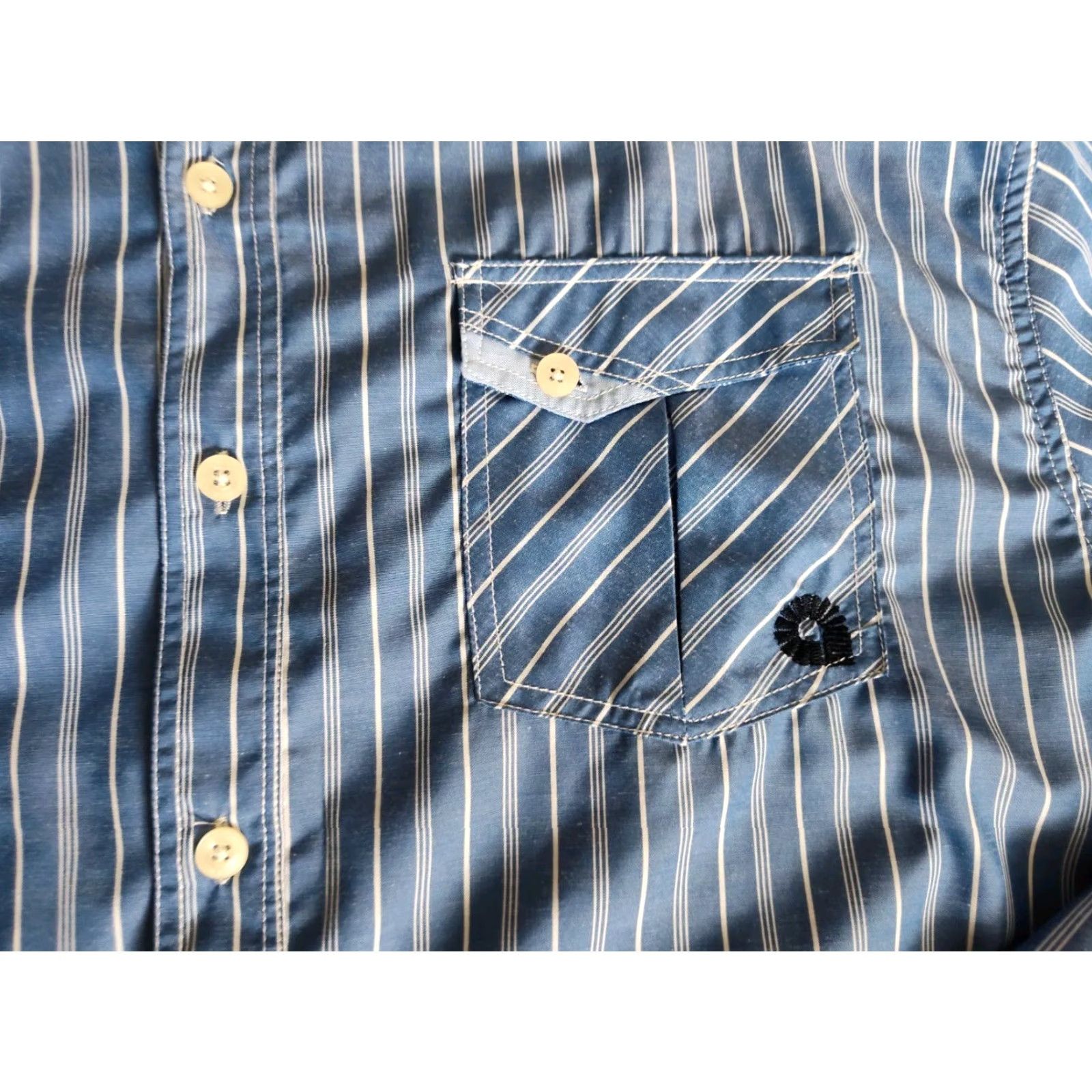 Akademiks Akademiks 4XL Shirt Button-Up Long Sleeve Striped Blue Size US XXL / EU 58 / 5 - 5 Thumbnail