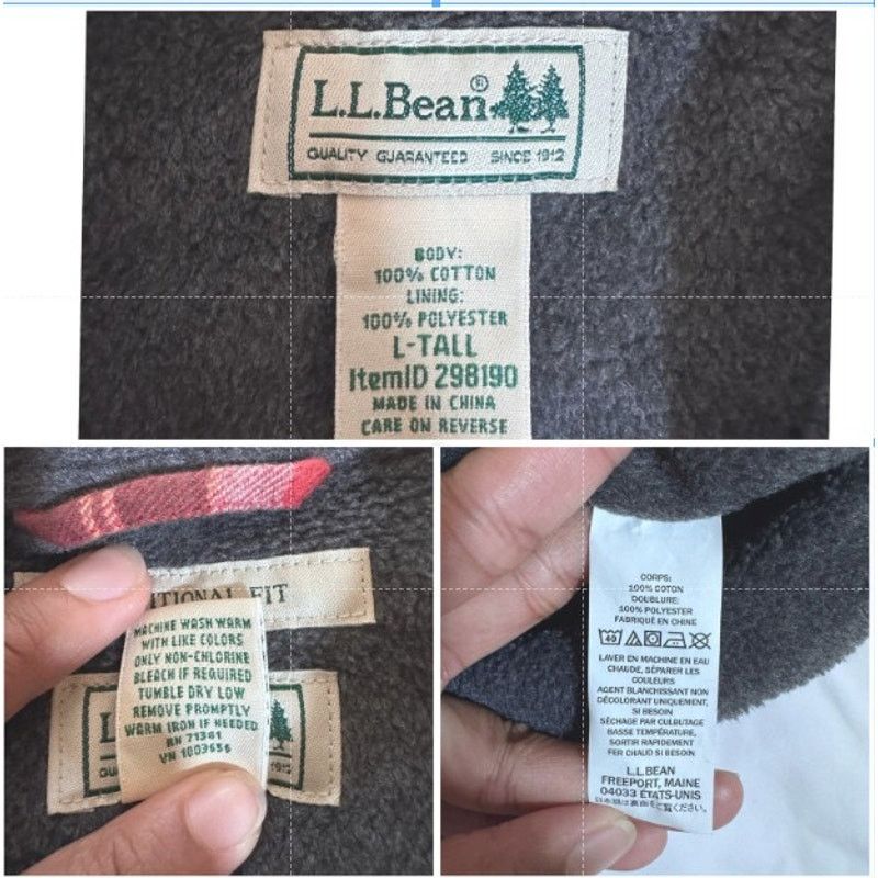 L.L. Bean LL Bean Fleece Lined Flannel Shirt Shacket Orange Brown Men Size US L / EU 52-54 / 3 - 7 Thumbnail