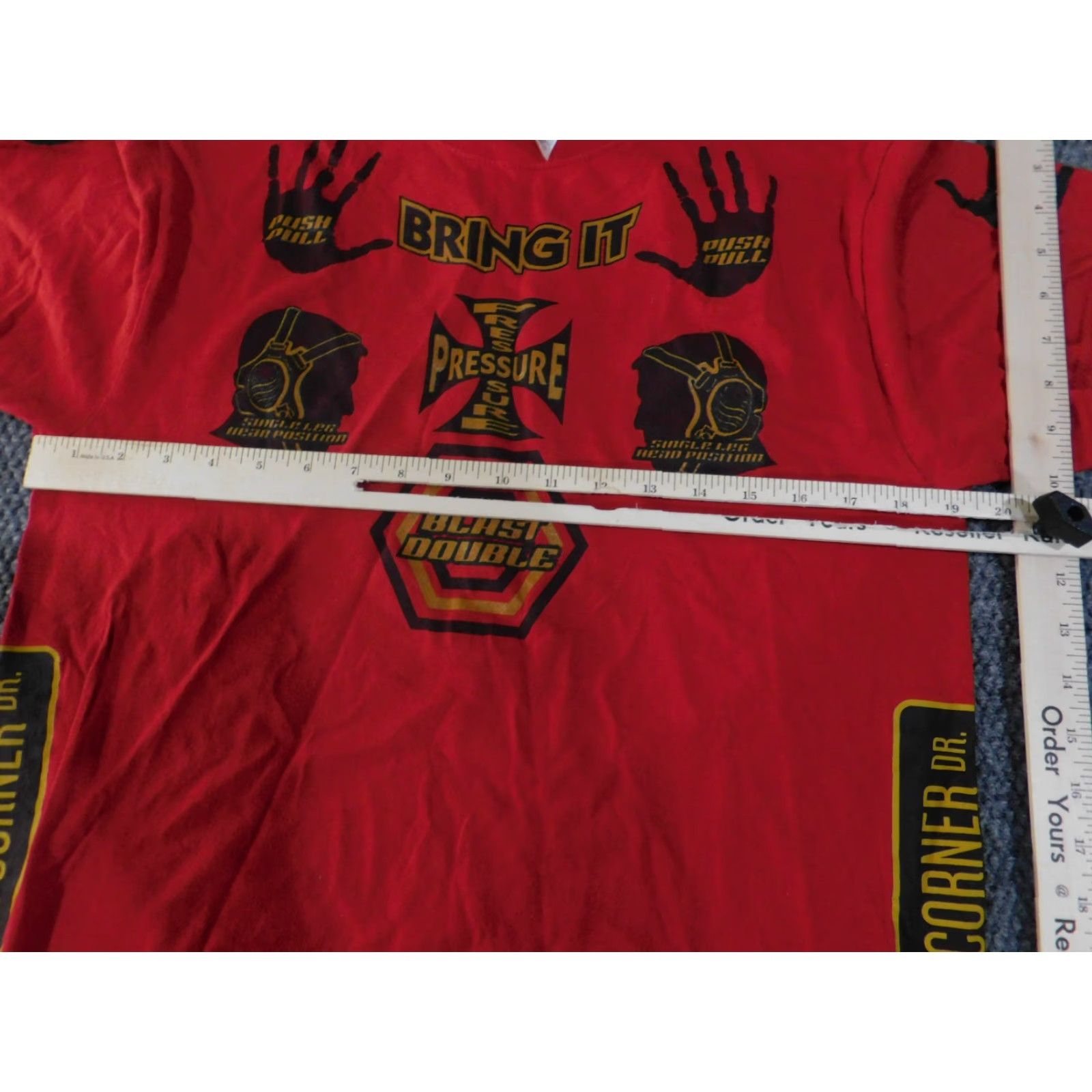 Fruit Of The Loom Wrestling Shirt Mens M Red Cotton Graphic Spartans Bring It 90s University Logo Fruit of the Loom Shirt Mens Size US M / EU 48-50 / 2 - 6 Thumbnail