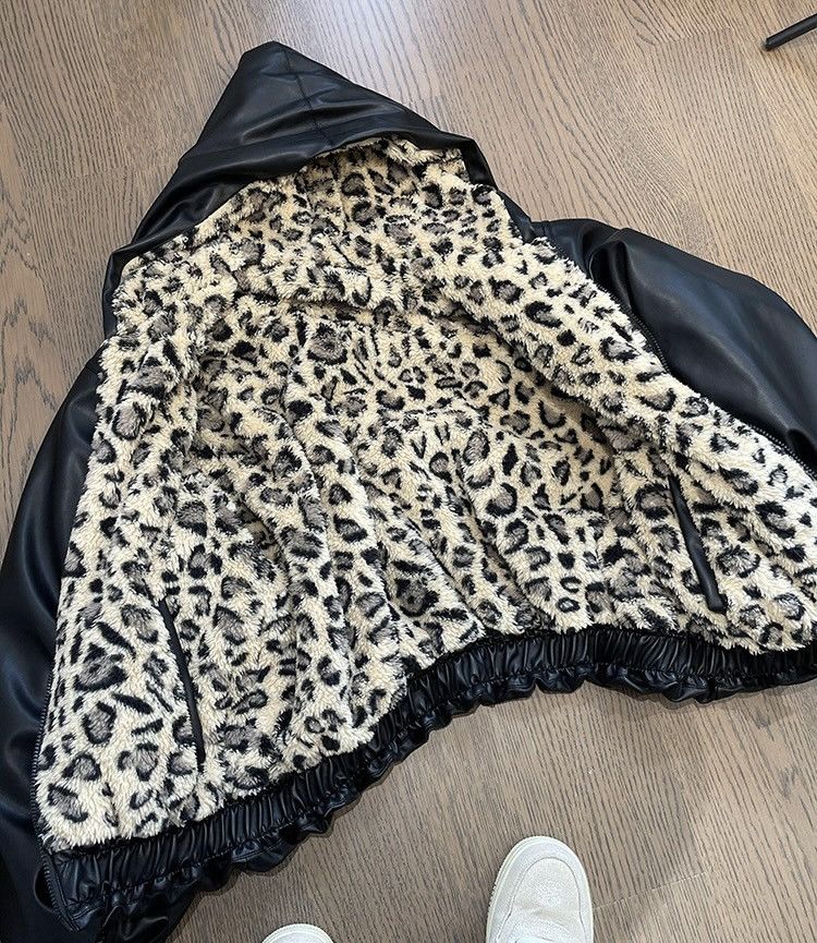 Japanese Brand × Vintage Premium punk reversible faux leather leopard hooded jacket Size US XXL / EU 58 / 5 - 9 Thumbnail