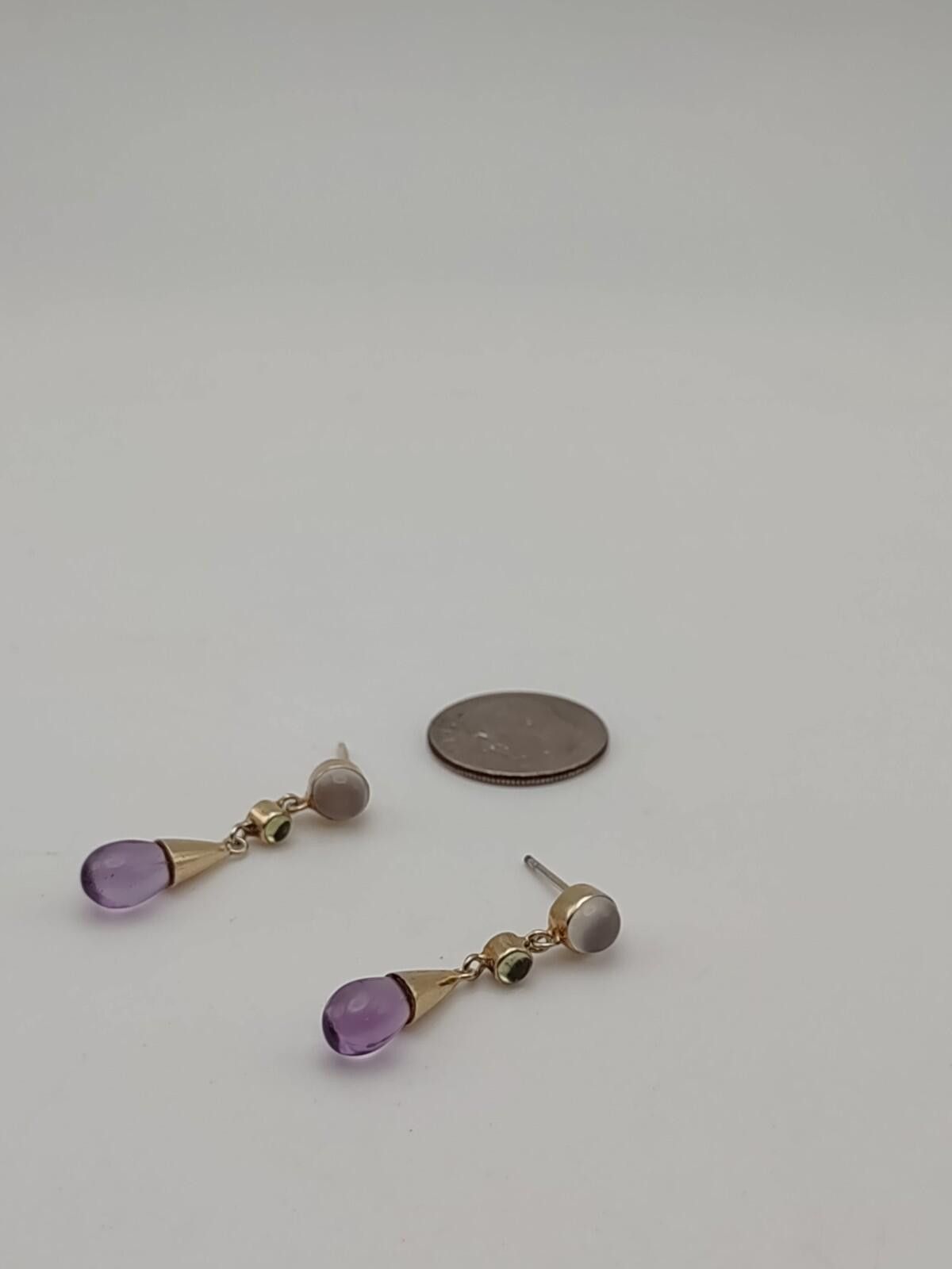 The Unbranded Brand 925 Sterling Silver Multi-Color Stone Dangle Earrings 2.4g Size ONE SIZE - 4 Thumbnail