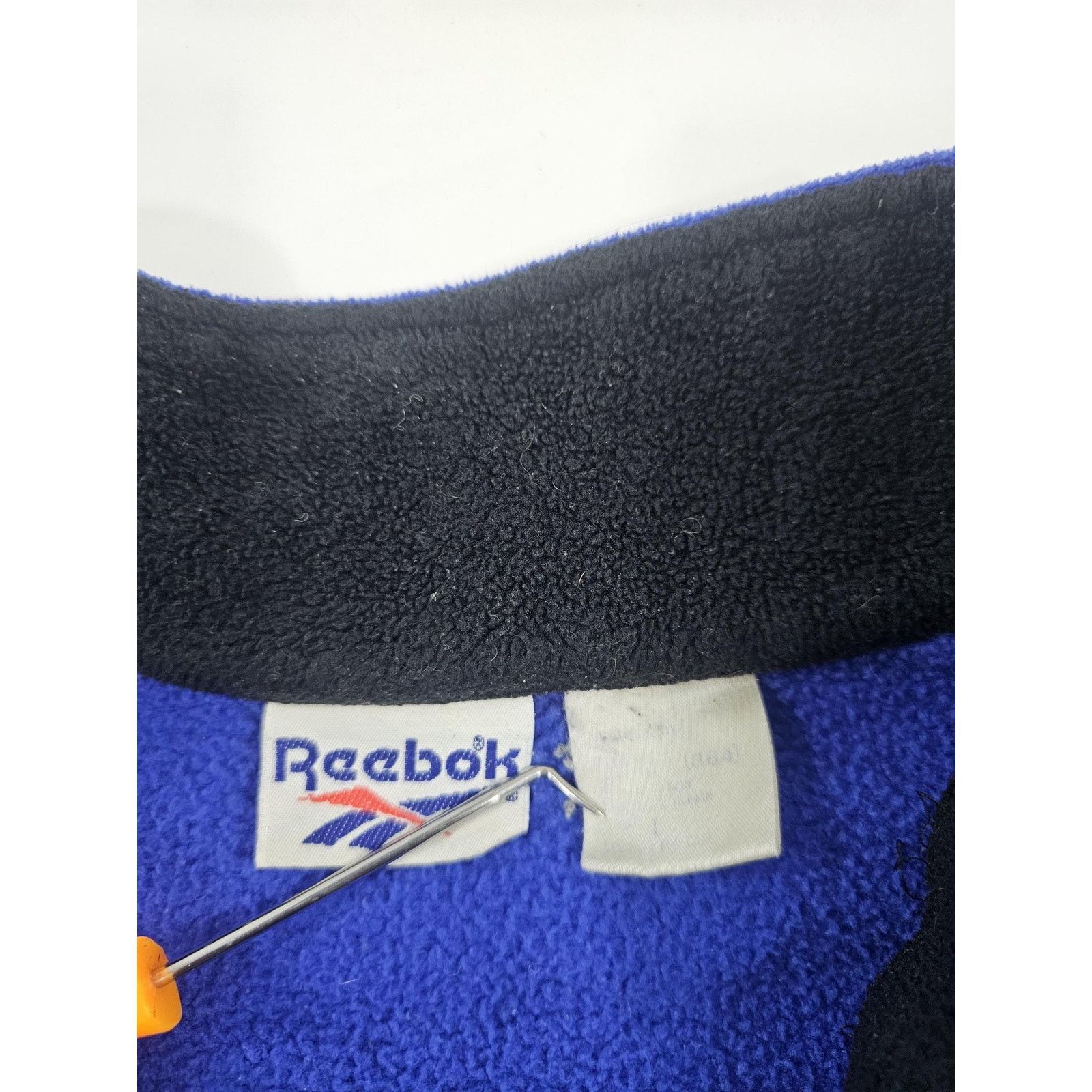 Reebok 90s Reebok Fleece Pullover Jacket, Royal Blue & Black, Sz L Size US L / EU 52-54 / 3 - 3 Thumbnail