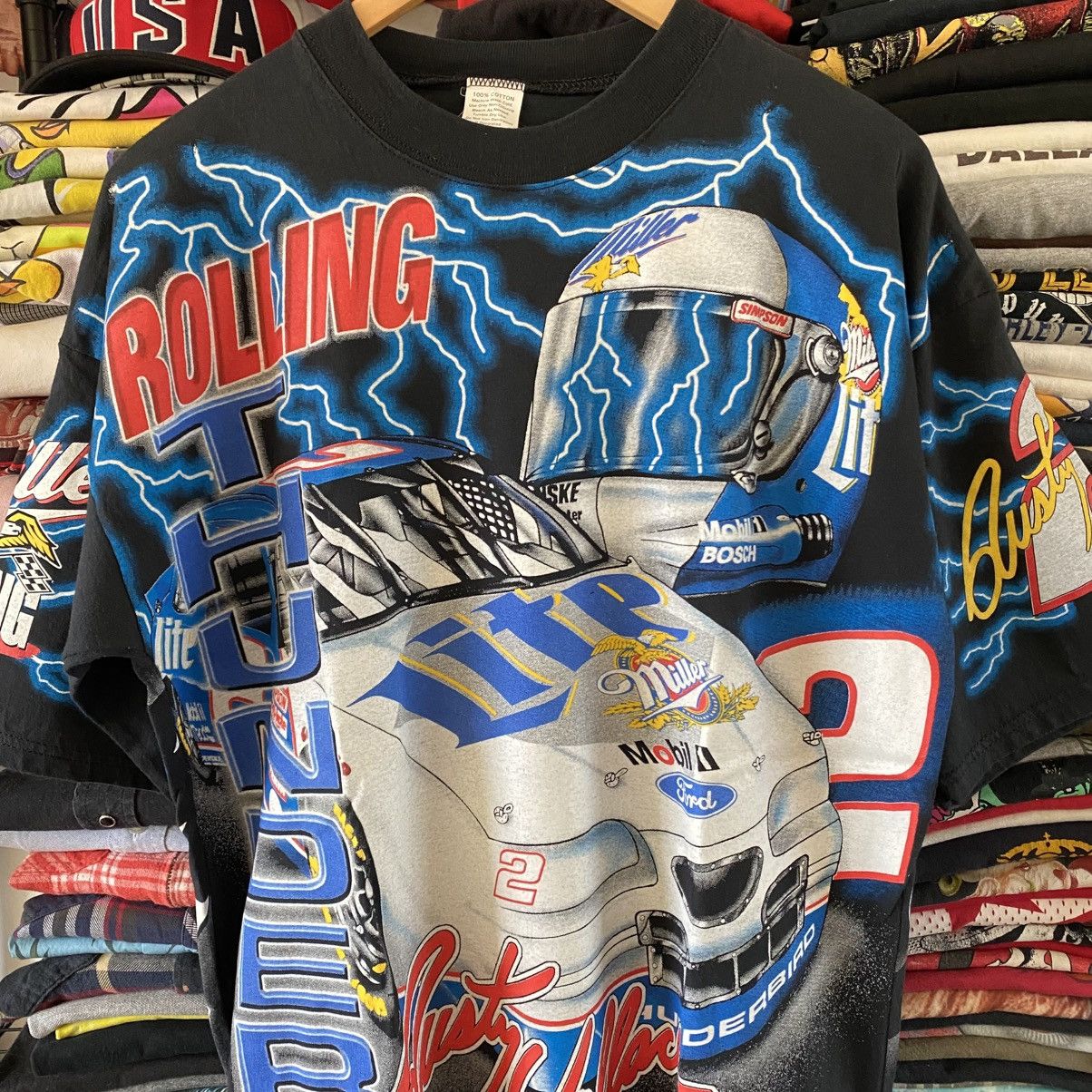 NASCAR Vintage Nascar T-Shirt Rolling Thunder Rusty Wallace 1997 Size US L / EU 52-54 / 3 - 2 Thumbnail