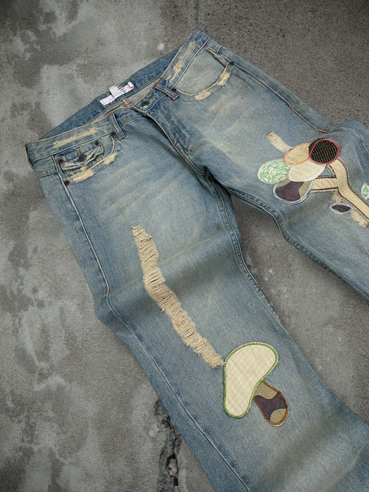 Tornado Mart Vintage Og 90s Japan Fancy Collection Patchwork Flared Denim Size US 32 / EU 48 - 7 Thumbnail