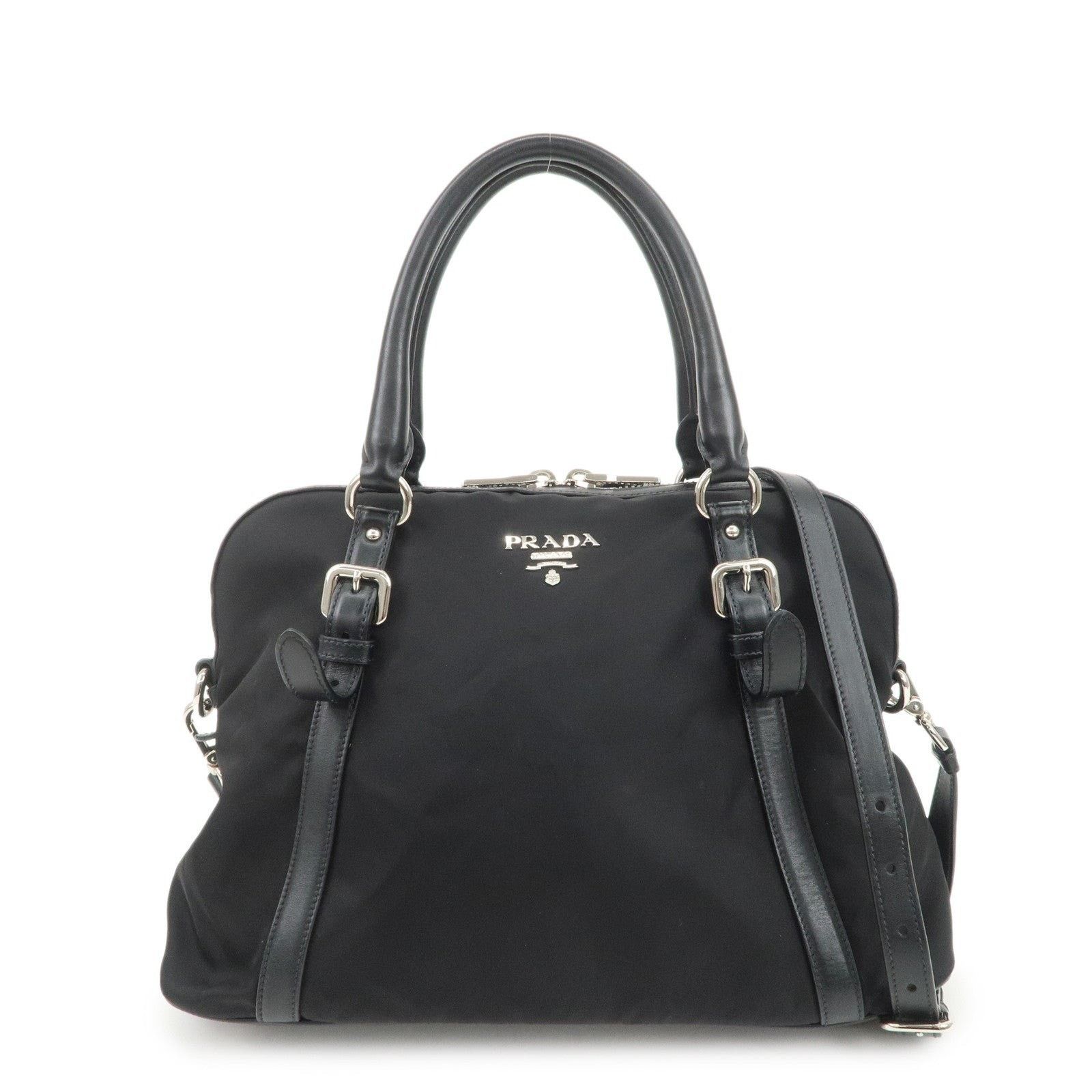 Prada Prada Nylon Leather Satchel Black Size ONE SIZE - 1 Thumbnail