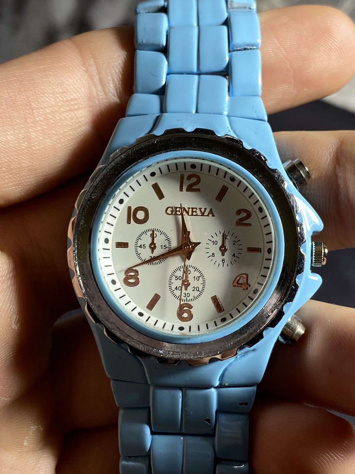 Vintage Sky Blue Chronograph-Style Watch – Bold & Sporty✨ Size ONE SIZE - 5 Thumbnail