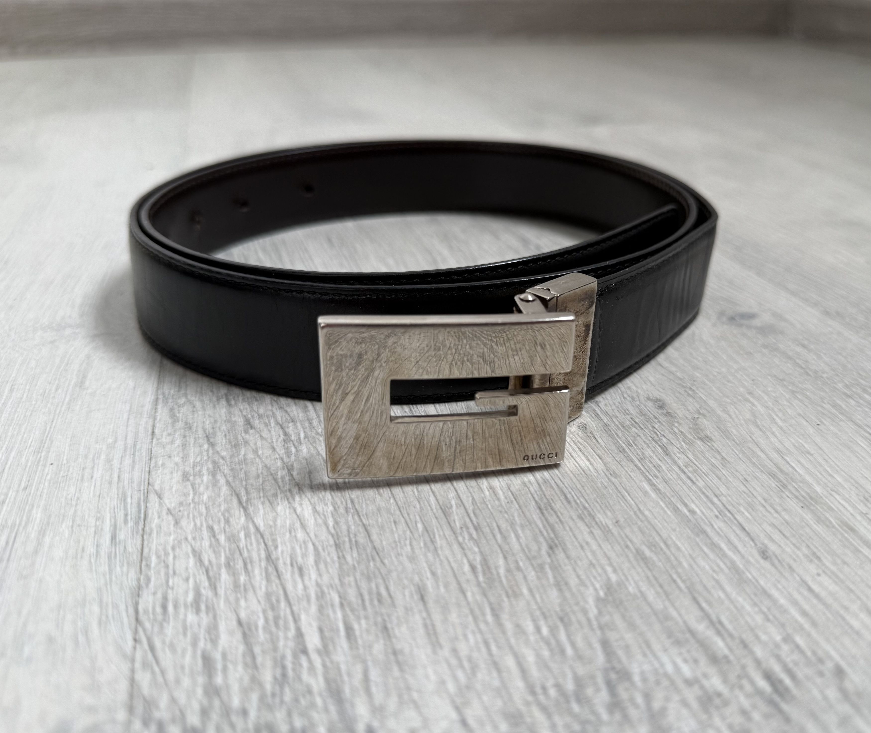 Gucci Vintage 1998 Gucci Tom Ford Era G Buckle Black Leather Belt Size ONE SIZE - 1 Thumbnail