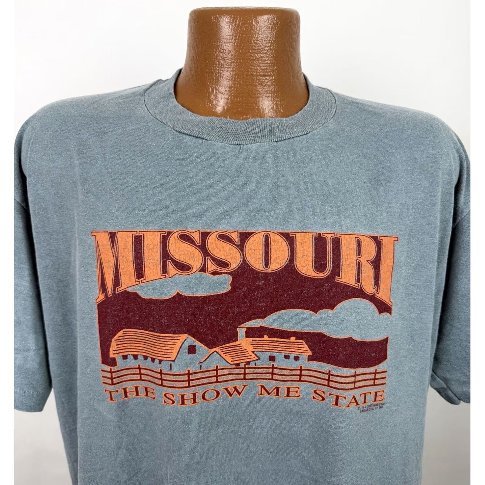 Jerzees VINTAGE Missouri Shirt Mens XL 90s Slate Gray T-shirt Souvenir JERZEES Size US XL / EU 56 / 4 - 2 Thumbnail