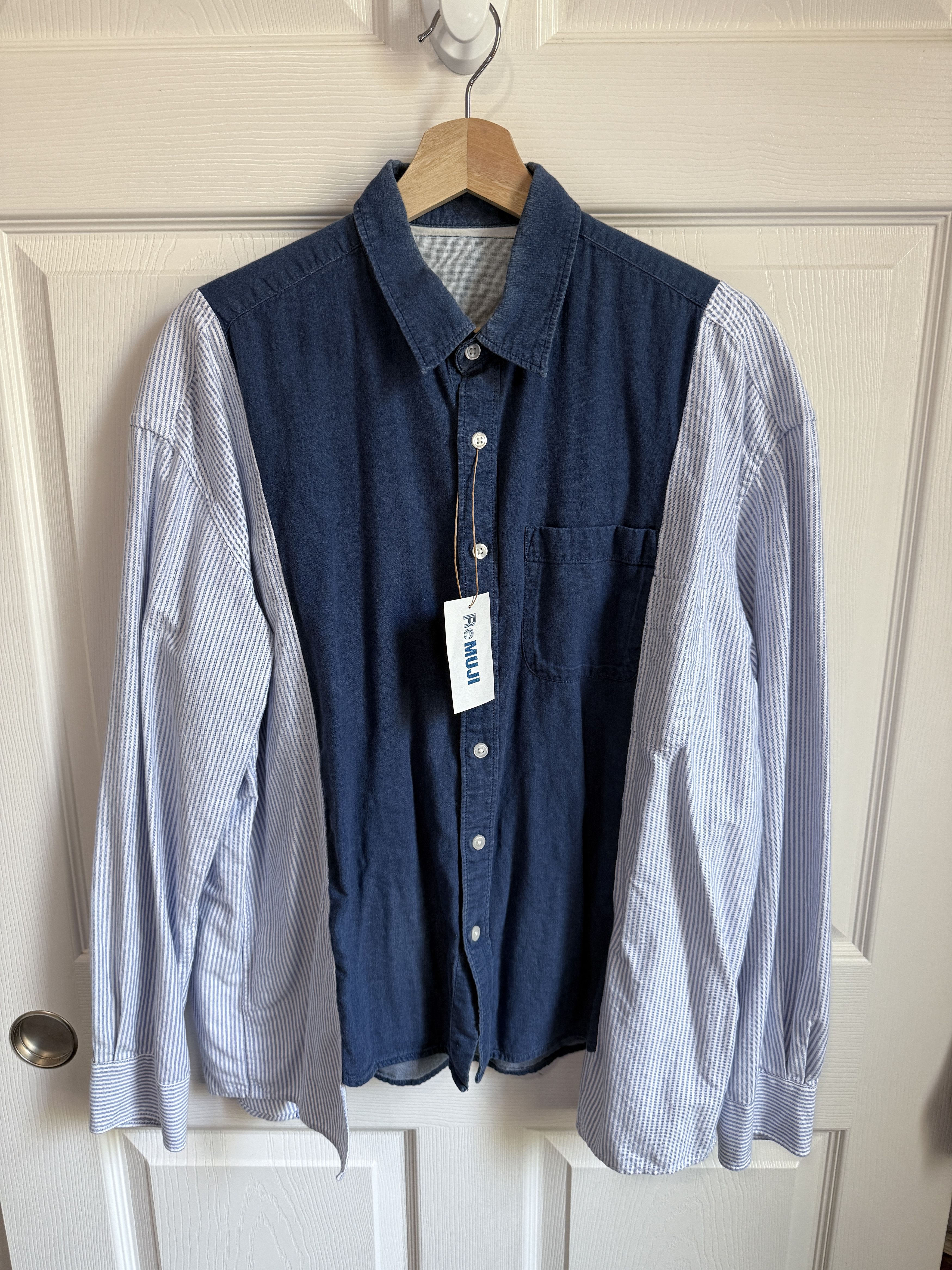 Japanese Brand Muji Japan ReMUJI Reconstructed Shirt (Indigo Dyed) Size US M / EU 48-50 / 2 - 2 Thumbnail