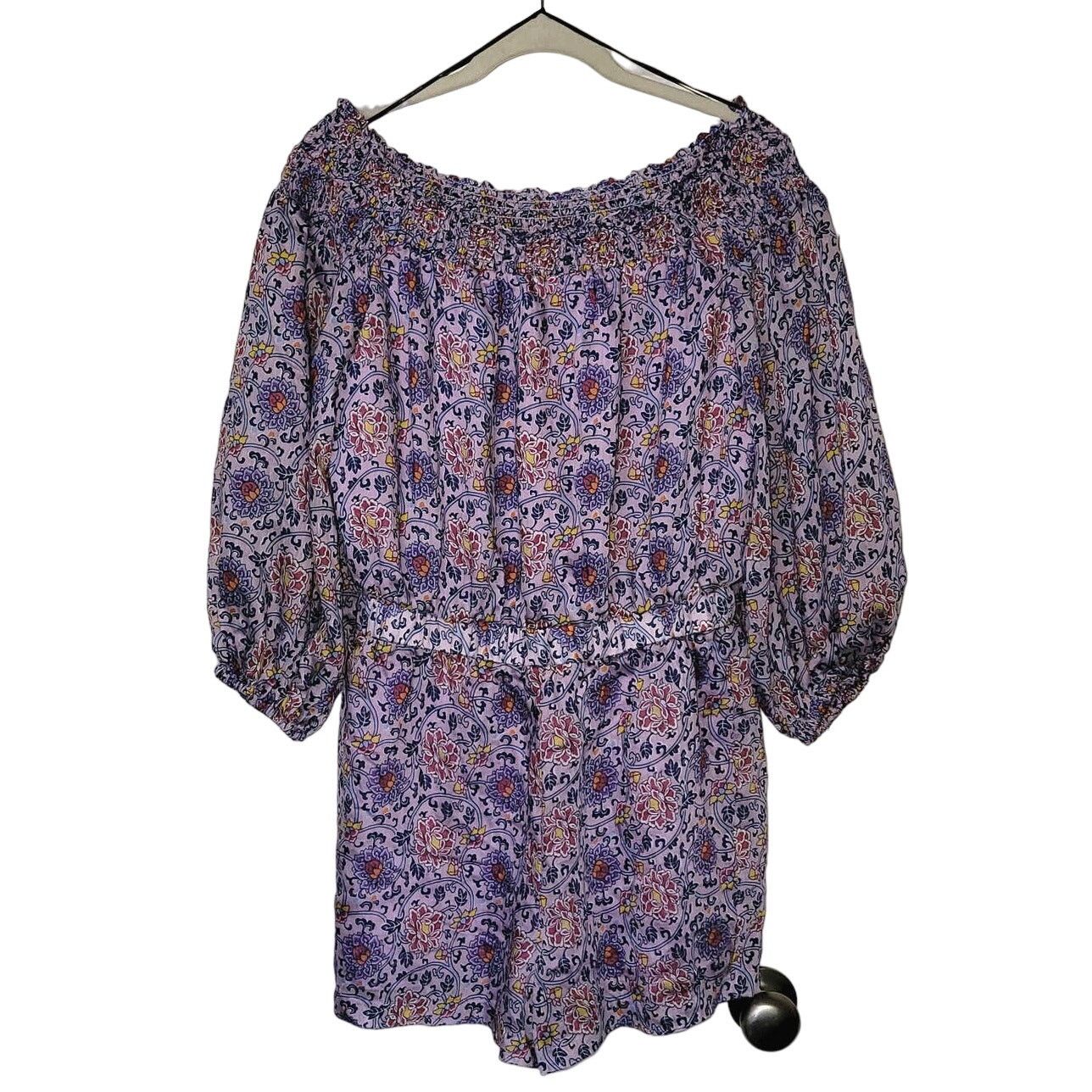 Anthropologie Anthropologie Traffic People Off-The-Shoulder Romper Lilac Size 28" / US 6 / IT 42 - 3 Thumbnail