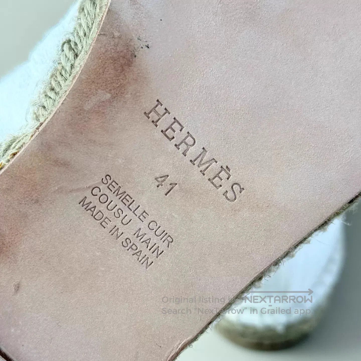 Hermes White Canvas Slip-On Espadrille Shoes. Size US 8 / EU 41 - 4 Thumbnail