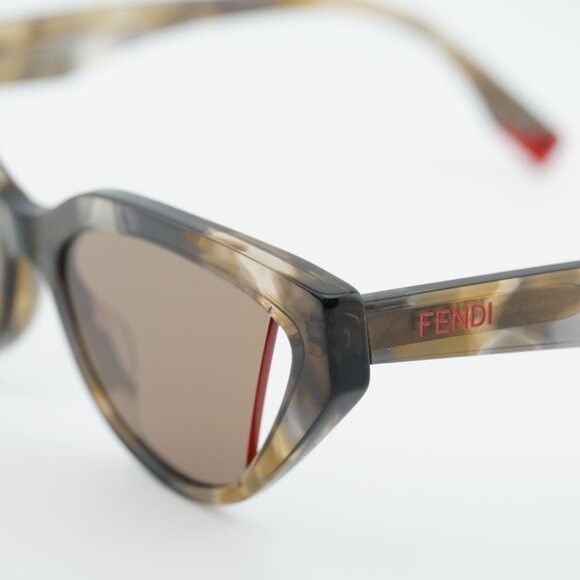 Fendi Fendi FE40009I 56E Sunglasses Shiny Havana Cat Eye Frame Size ONE SIZE - 9 Thumbnail