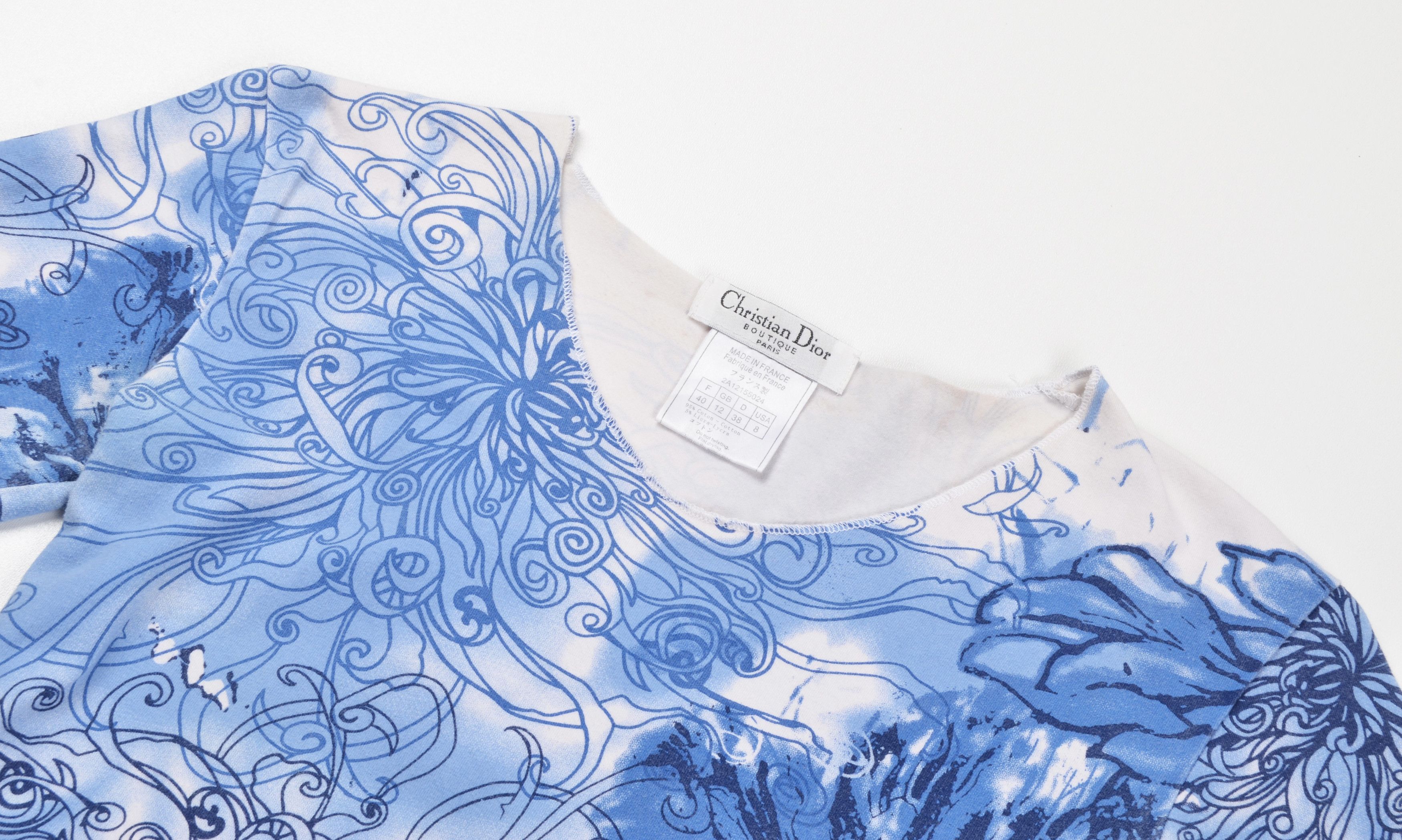 Dior Vintage Christian Dior by John Galliano Floral Tee Top Size S / US 4 / IT 40 - 5 Thumbnail