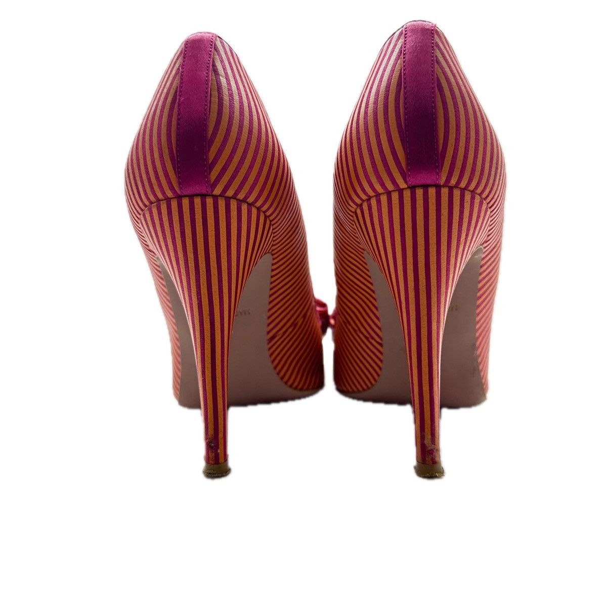 Kurt Geiger Kurt Geiger Gold Striped Satin Heels Statement Bow 38 US 7 Size US 8 / IT 38 - 4 Thumbnail
