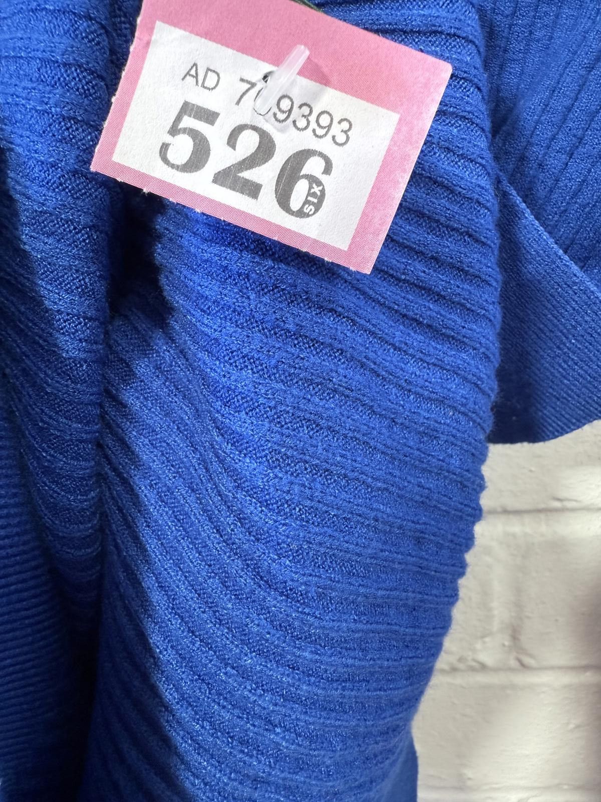 Designer Stylish Ribbed Zip-Up Sweater in Bold Blue Size XS / US 0-2 / IT 36-38 - 2 Thumbnail