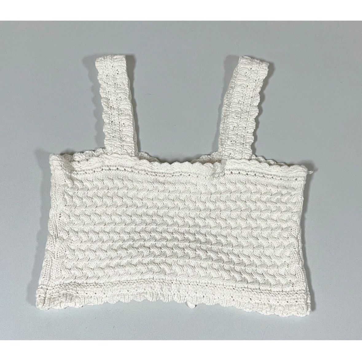 Hollister White Crochet Knit Ruched Tank Crop Top Shirt Blouse XS 🤍 Size XS / US 0-2 / IT 36-38 - 2 Thumbnail