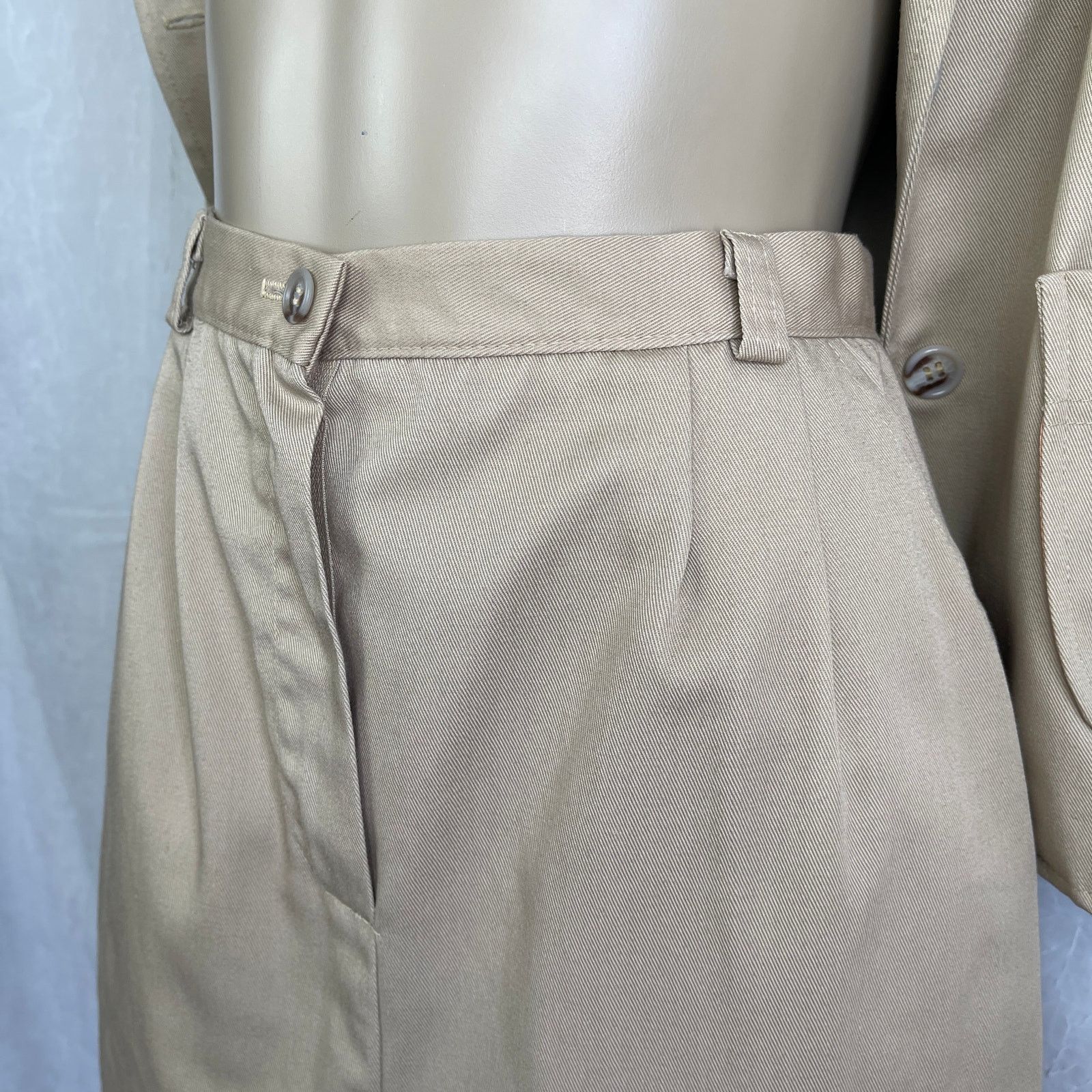 Vintage VTG 70’s Russ Petites Khaki Jacket Knee Length Skirt Set 4 Size S / US 4 / IT 40 - 5 Thumbnail