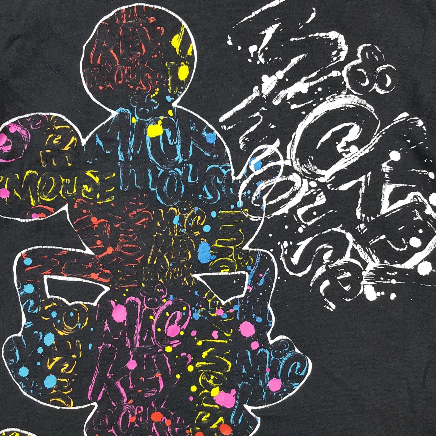 Disney Vintage Disney Mickey Mouse Paint Splatter T-Shirt Men Large Black Retro 90s Y2K Cartoon Size US L / EU 52-54 / 3 - 2 Thumbnail