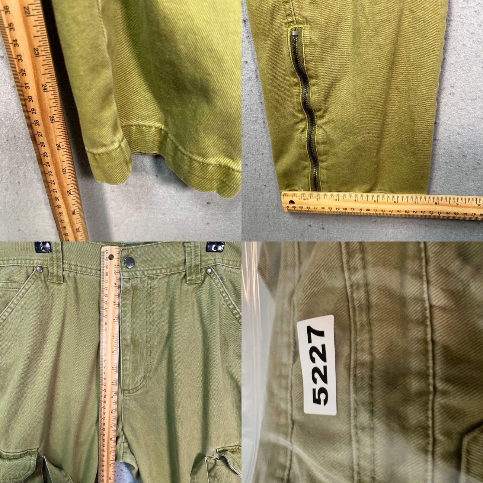 Olive Standard Cloth Mens Size Large Olive Green Cargo Pants With Zip Ankles Size US 33 - 8 Thumbnail