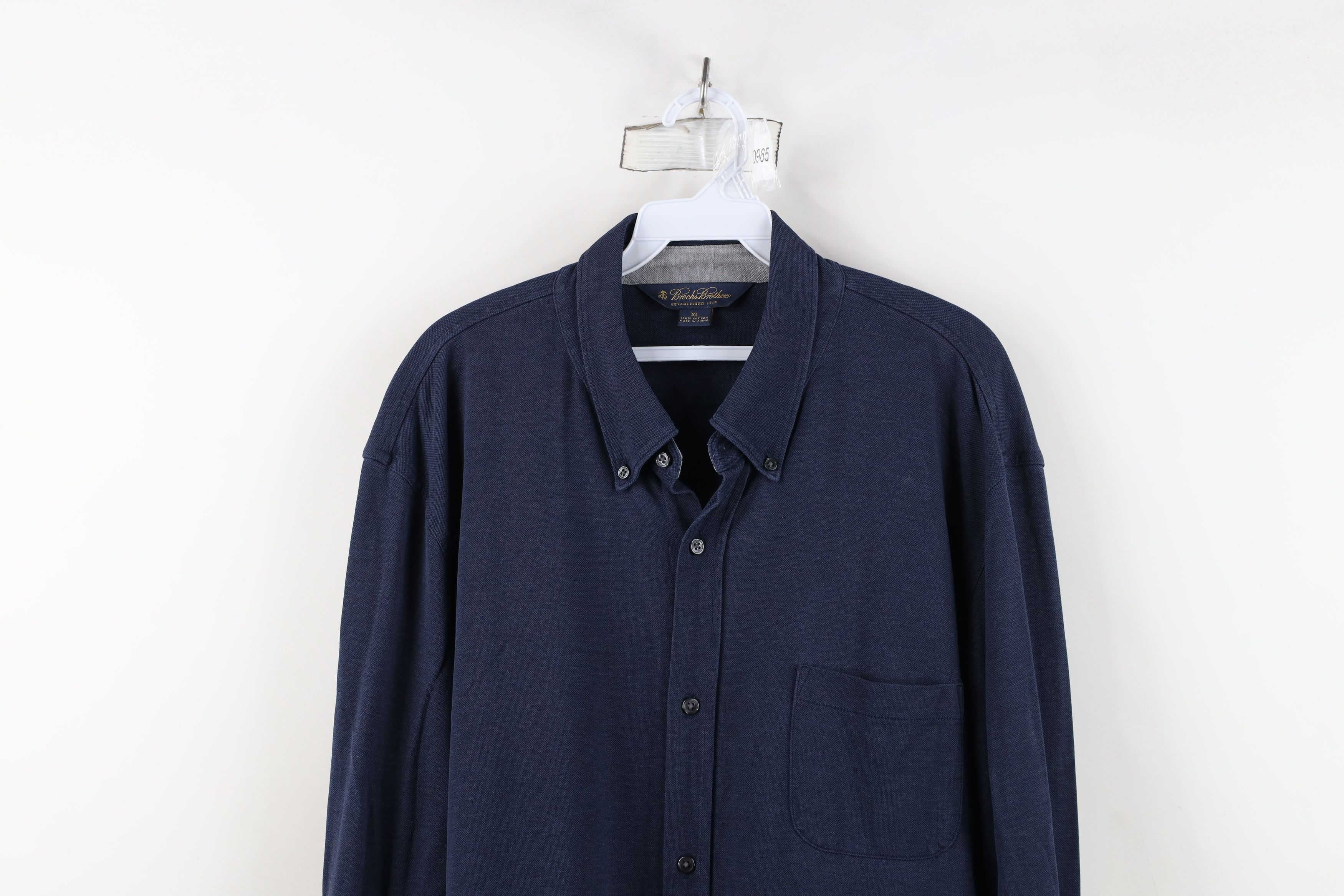 Brooks Brothers Brooks Brothers Cotton Knit Collared Button Down Shirt Blue Size US XL / EU 56 / 4 - 2 Thumbnail