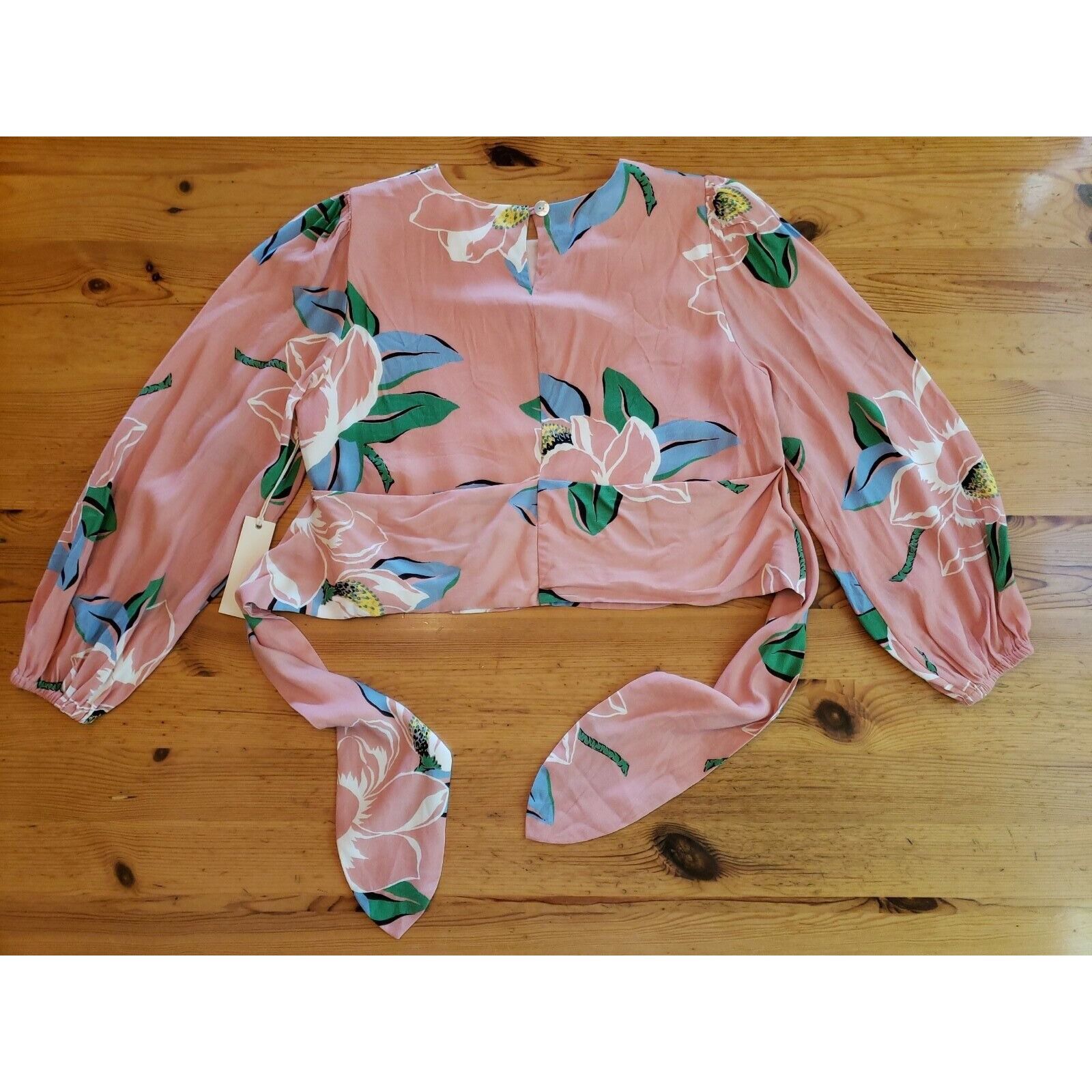 Other Capulet Linen Blend Top Womens L Pink Floral Balloon Sleeve Size L / US 10 / IT 46 - 7 Thumbnail