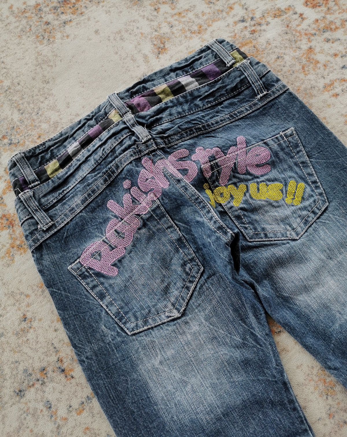 Ed Hardy Colza Japan Rakish Style Funky Girls Double Waist Jeans Size 28" / US 6 / IT 42 - 3 Thumbnail