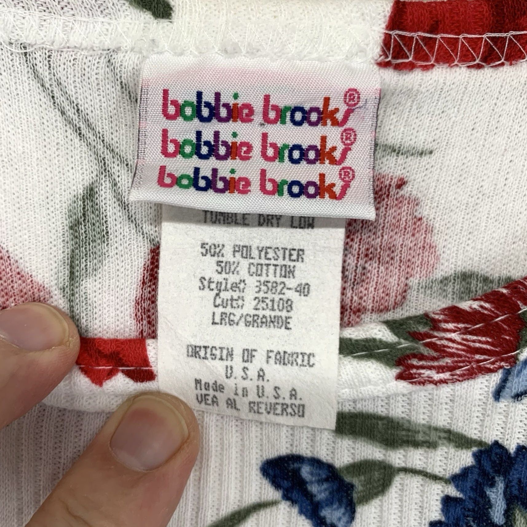 Vintage VINTAGE Bobbie Brooks Women's Oversized T-Shirt Large White Red Blue Floral 80s Casual Size L / US 10 / IT 46 - 3 Thumbnail
