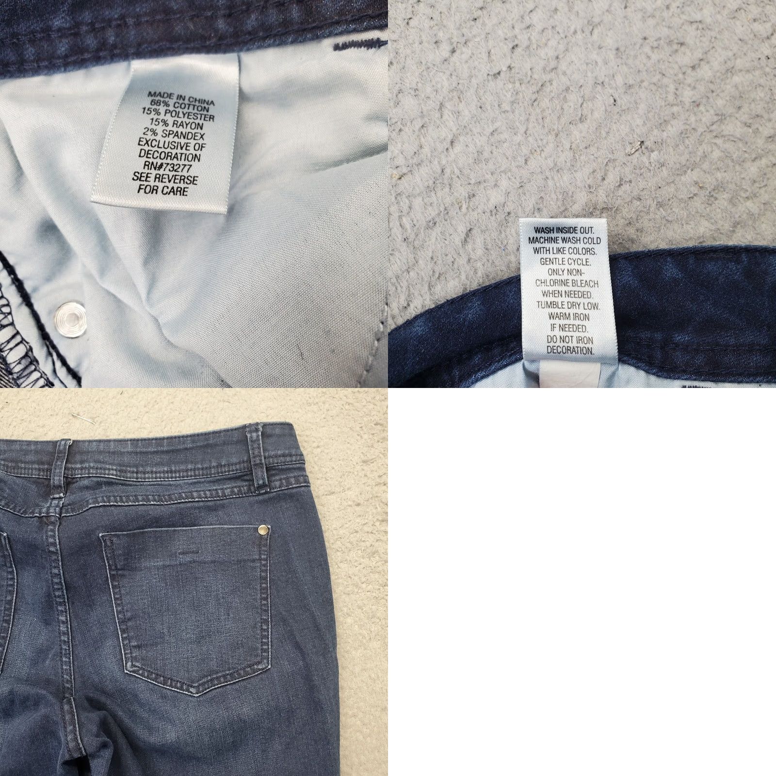 Vintage ELLE Womens Jeans Skinny Blue Denim Stretch 12 Paris New York Tokyo Vintage: No 28.25" Inseam 5-Pocket Waist 33.5" 38.5" Outseam Regular Size 34" / US 12 / IT 48 - 8 Thumbnail