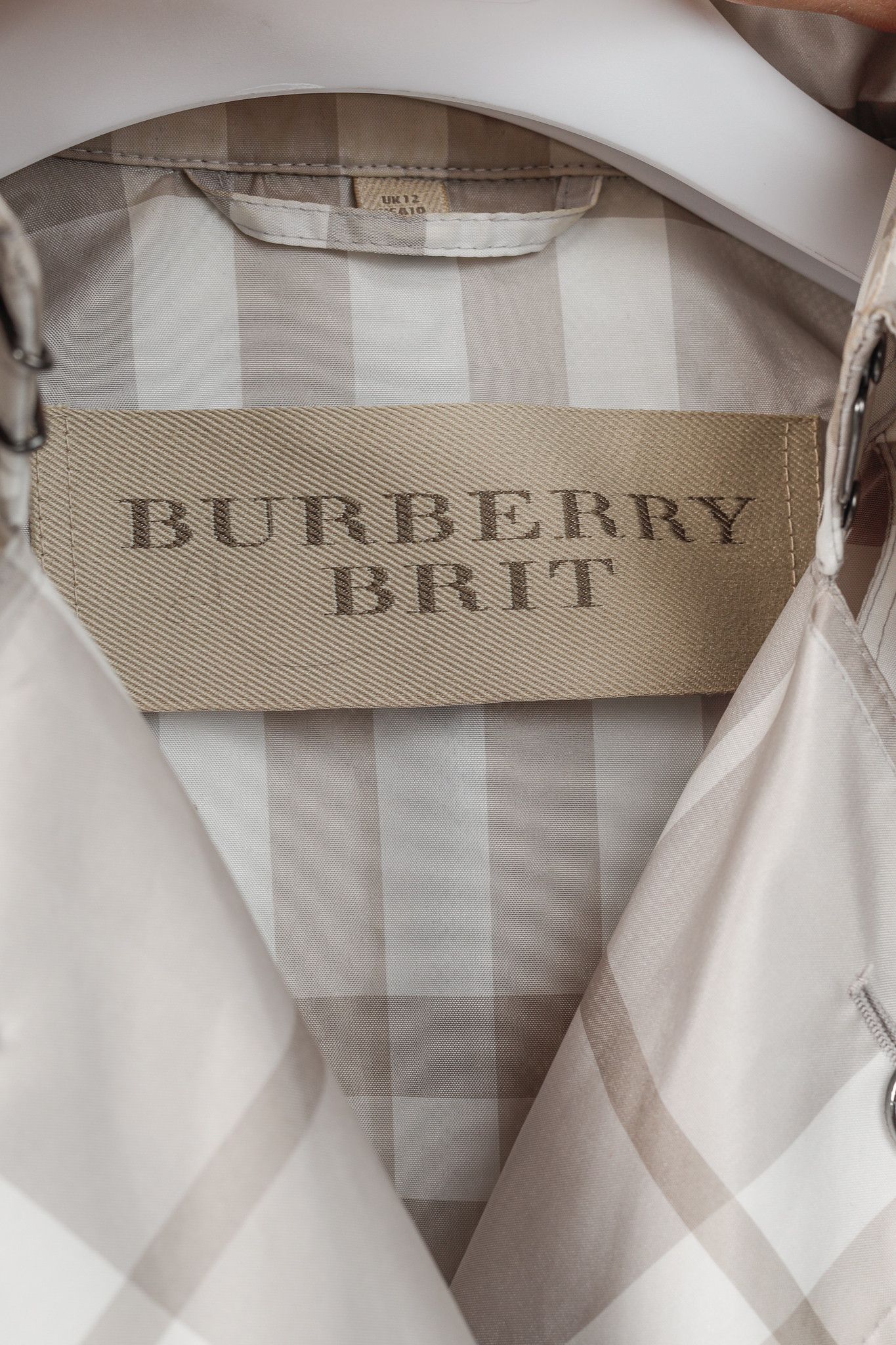 Burberry Burberry Brit Grey Check Taffeta Packable Belted Trench Coat Size L / US 10 / IT 46 - 4 Thumbnail