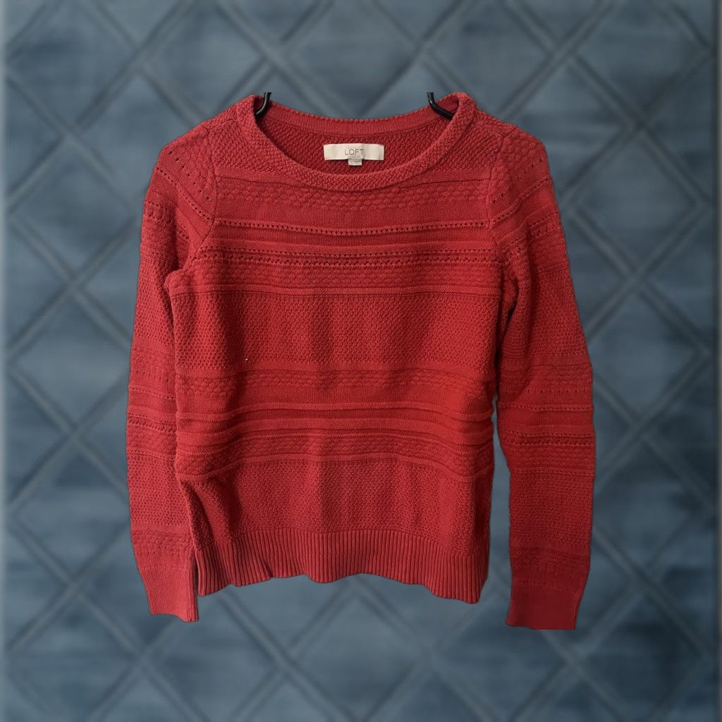 Loft VINTAGE LOFT Women Pullover Sweater Small Red Solid Casual Long Sleeve Crew Neck Size S / US 4 / IT 40 - 1 Thumbnail