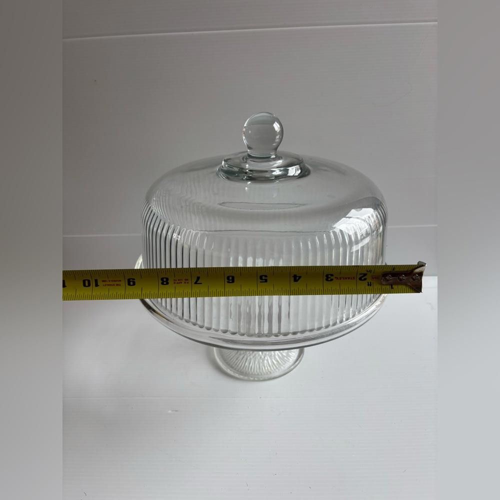 Designer Vintage Ribbed Glass Pedestal Cake Stand Size ONE SIZE - 4 Thumbnail