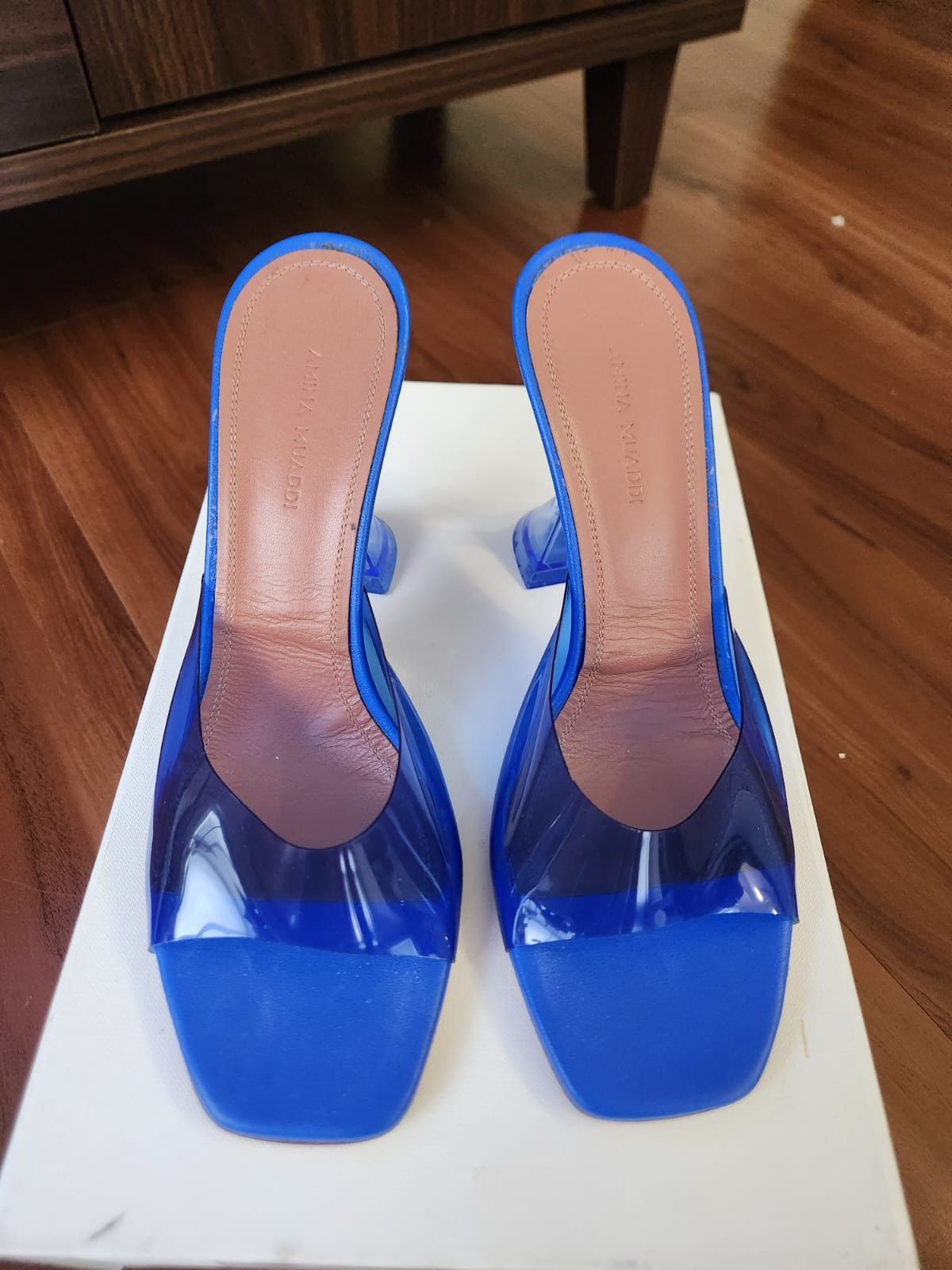 Amina Muaddi Lupita Glass PVC and leather mules size 38.5 Size US 8.5 / IT 38.5 - 2 Thumbnail