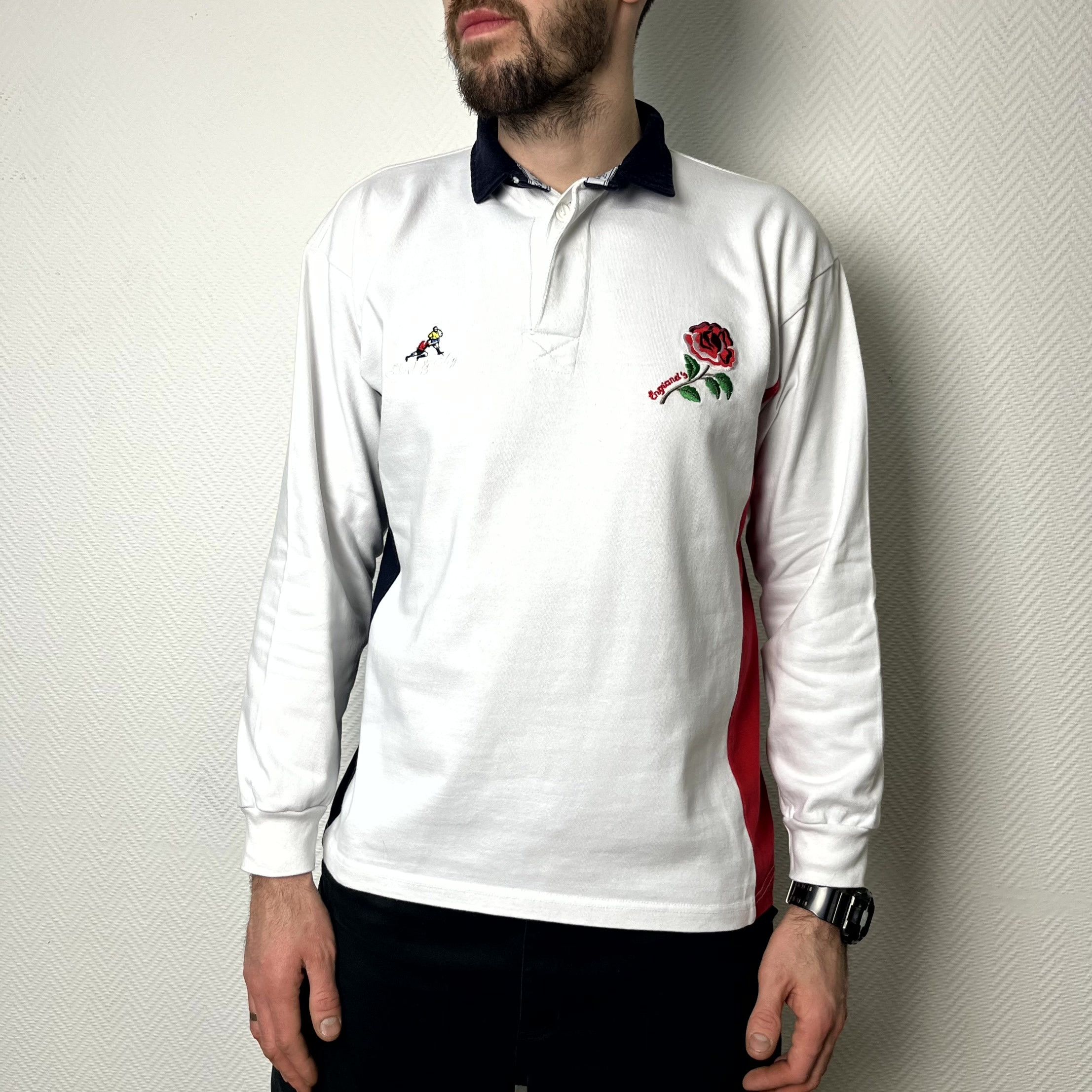 Vintage Vintage England Rugby White Longsleeve Polo Shirt Size L Size US L / EU 52-54 / 3 - 6 Thumbnail